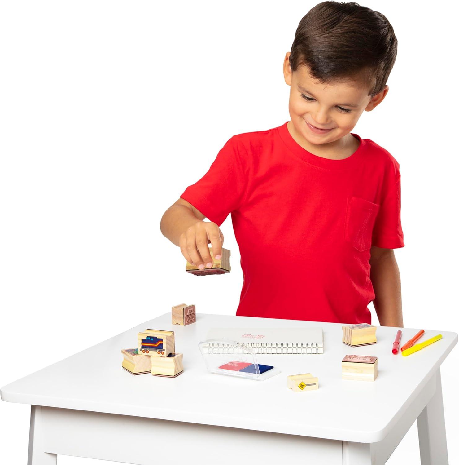 imageMelissa ampamp Doug Deluxe Wooden Stamp Set Animals  30 Stamps 6 Markers 2 Stamp PadsVehicles