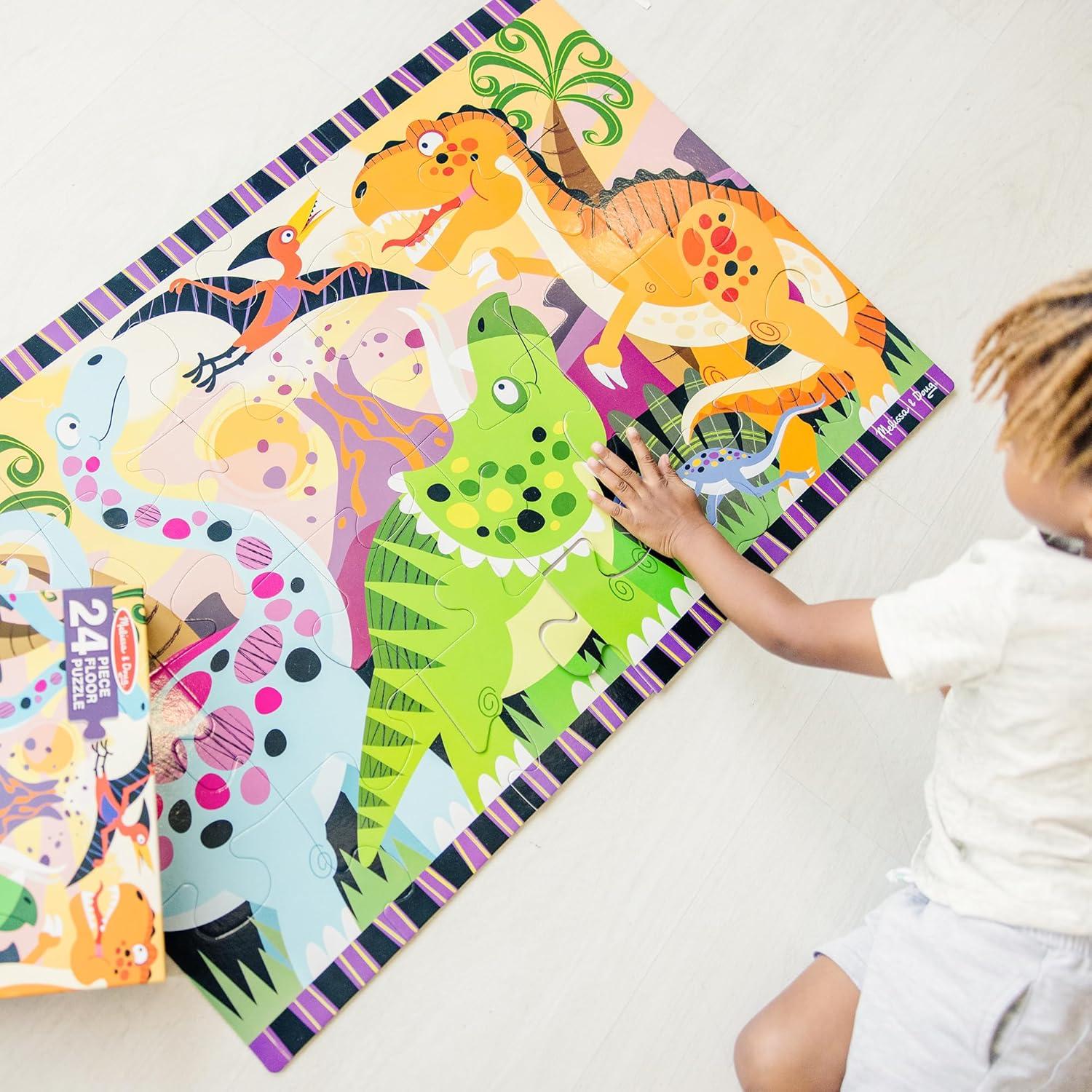 imageMelissa ampamp Doug Dinosaur Dawn Jumbo Floor Puzzle 24 Pieces 2 x 3 Feet Jigsaw Puzzle for Preschoolers and Kids Ages 3  FSC CertifiedDinosaur Dawn