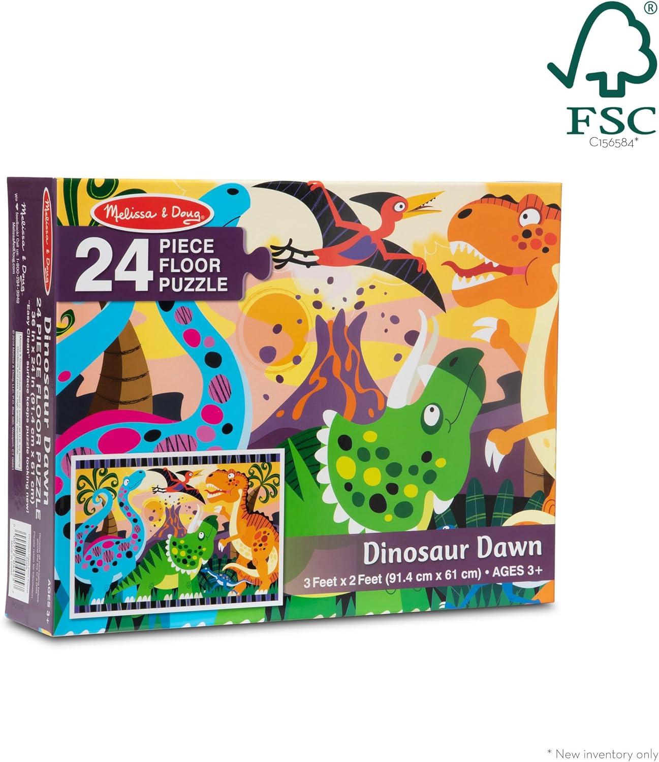 imageMelissa ampamp Doug Dinosaur Dawn Jumbo Floor Puzzle 24 Pieces 2 x 3 Feet Jigsaw Puzzle for Preschoolers and Kids Ages 3  FSC CertifiedDinosaur Dawn