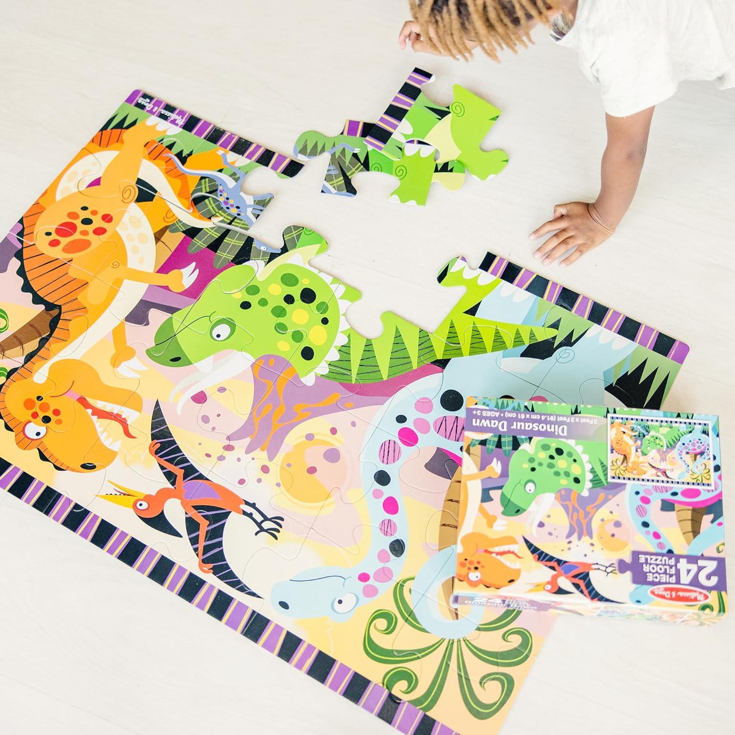 imageMelissa ampamp Doug Dinosaur Dawn Jumbo Floor Puzzle 24 Pieces 2 x 3 Feet Jigsaw Puzzle for Preschoolers and Kids Ages 3  FSC CertifiedDinosaur Dawn