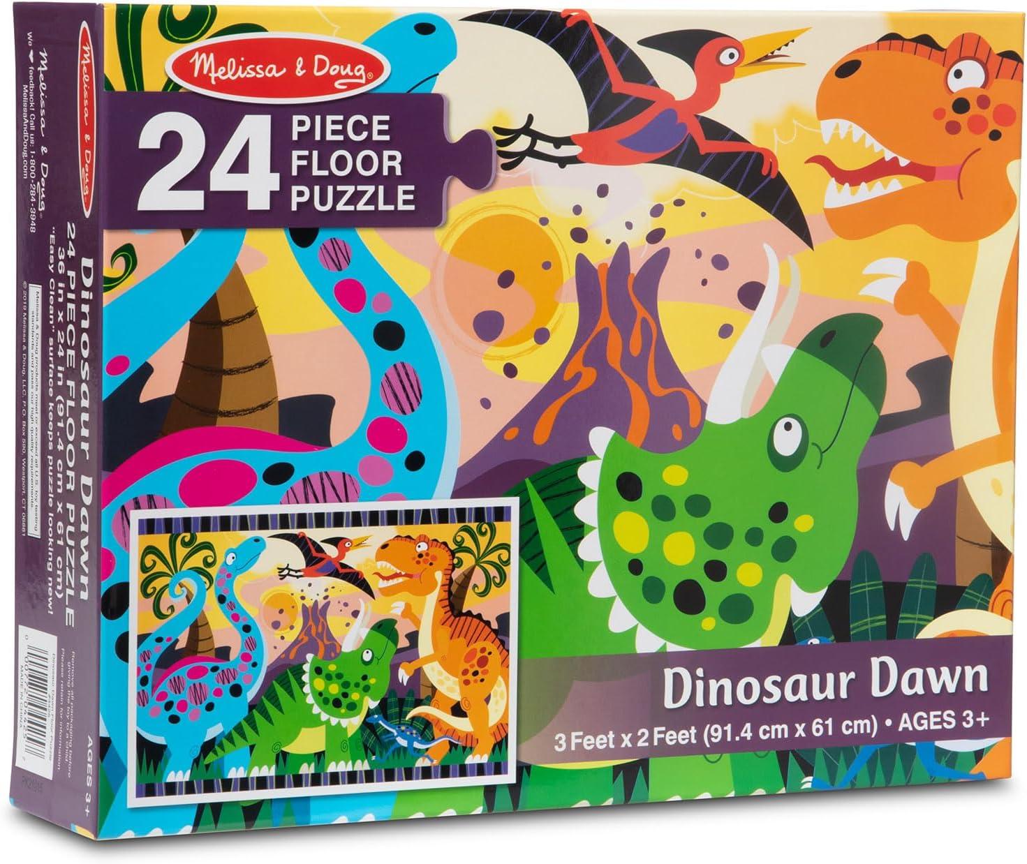imageMelissa ampamp Doug Dinosaur Dawn Jumbo Floor Puzzle 24 Pieces 2 x 3 Feet Jigsaw Puzzle for Preschoolers and Kids Ages 3  FSC CertifiedDinosaur Dawn