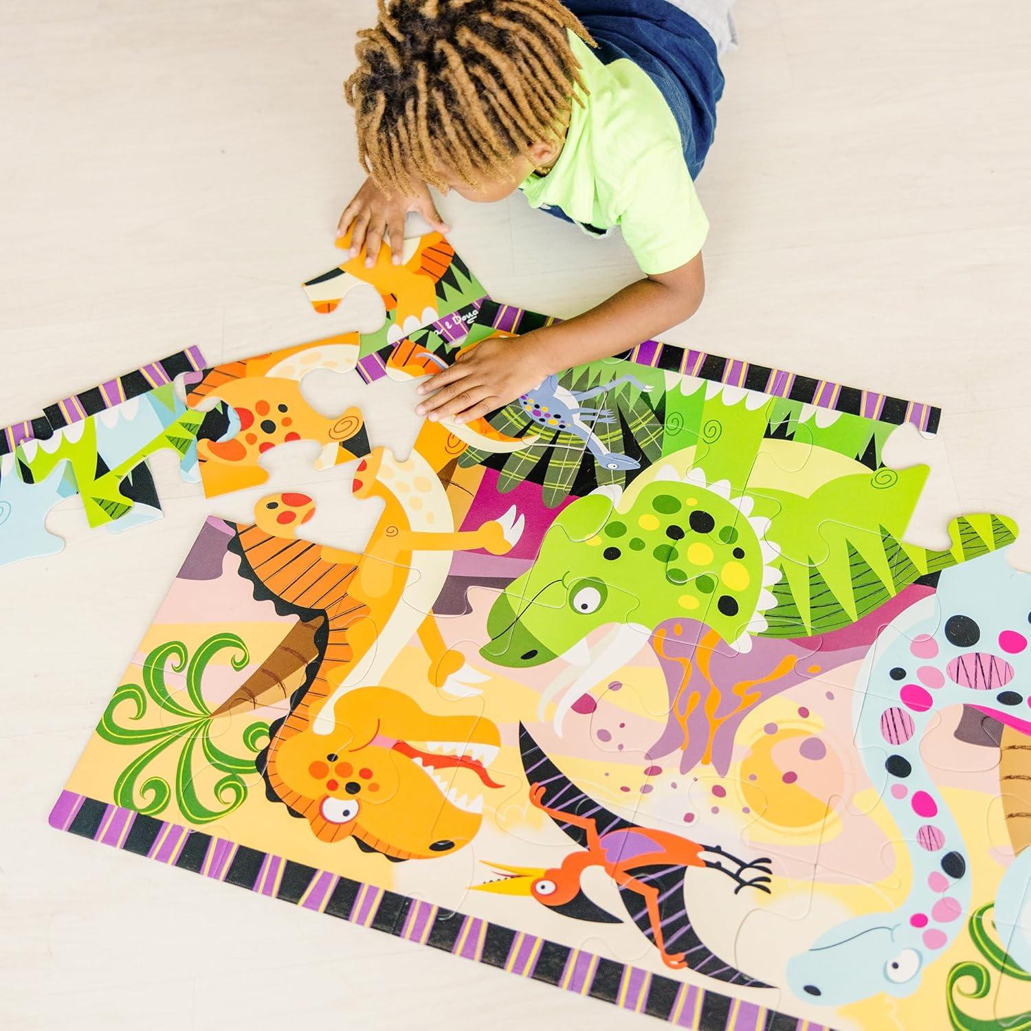 imageMelissa ampamp Doug Dinosaur Dawn Jumbo Floor Puzzle 24 Pieces 2 x 3 Feet Jigsaw Puzzle for Preschoolers and Kids Ages 3  FSC CertifiedDinosaur Dawn