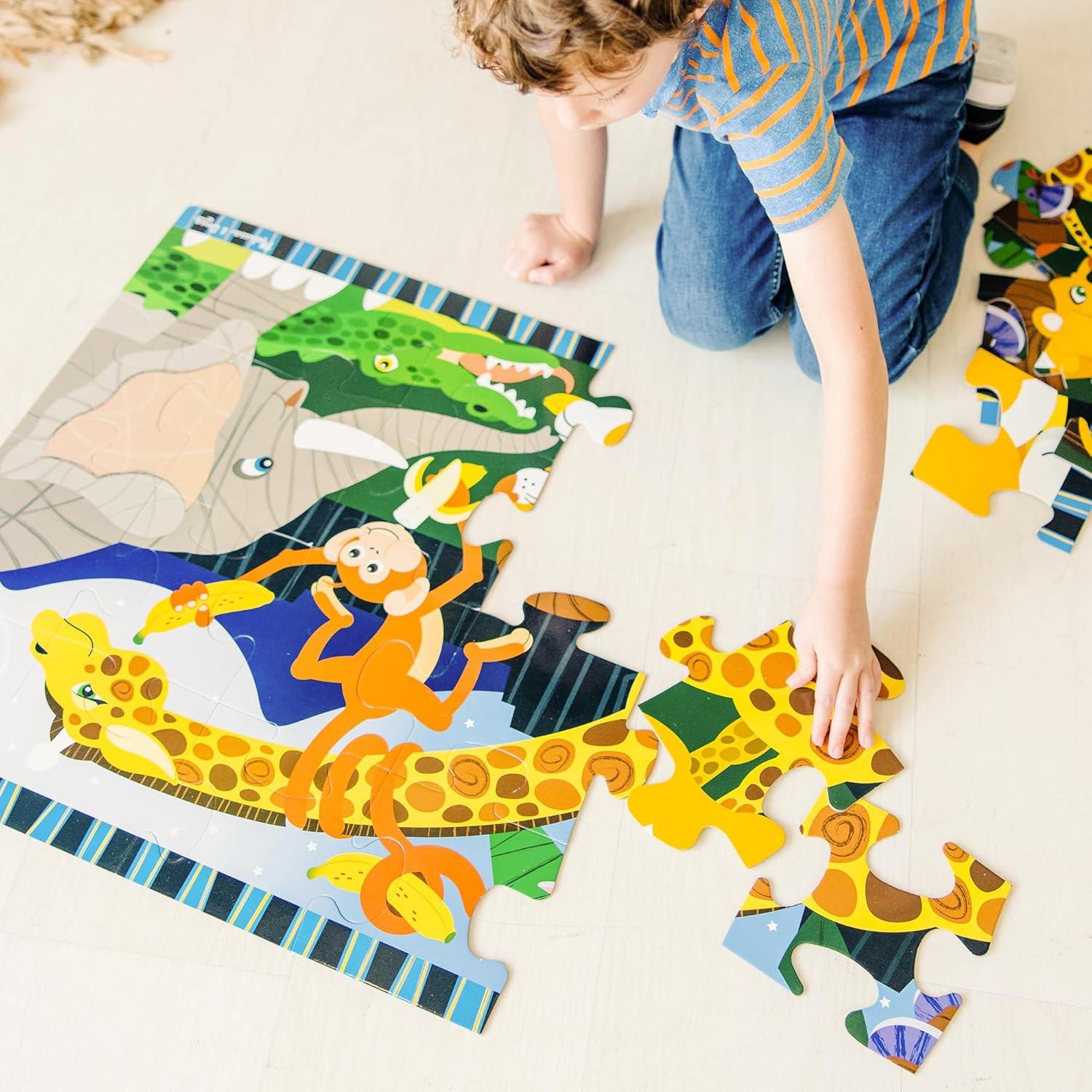imageMelissa ampamp Doug Dinosaur Dawn Jumbo Floor Puzzle 24 Pieces 2 x 3 Feet Jigsaw Puzzle for Preschoolers and Kids Ages 3  FSC CertifiedSafari Social