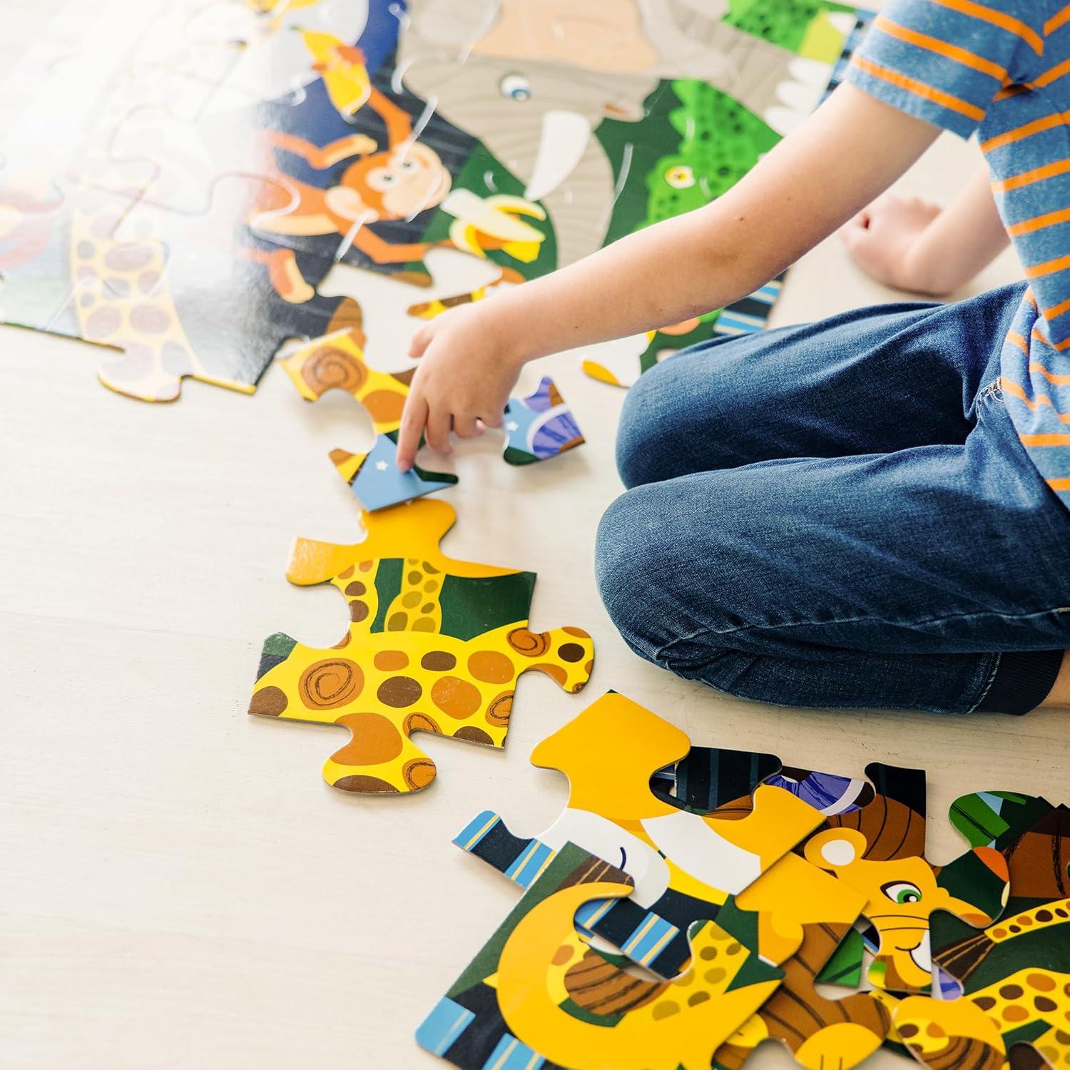 imageMelissa ampamp Doug Dinosaur Dawn Jumbo Floor Puzzle 24 Pieces 2 x 3 Feet Jigsaw Puzzle for Preschoolers and Kids Ages 3  FSC CertifiedSafari Social