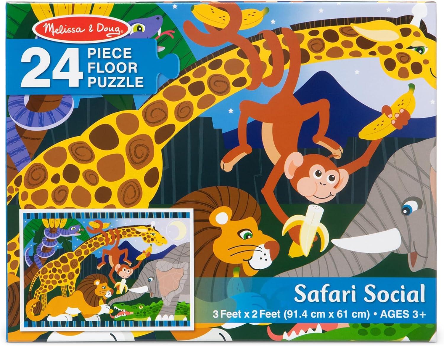 imageMelissa ampamp Doug Dinosaur Dawn Jumbo Floor Puzzle 24 Pieces 2 x 3 Feet Jigsaw Puzzle for Preschoolers and Kids Ages 3  FSC CertifiedSafari Social