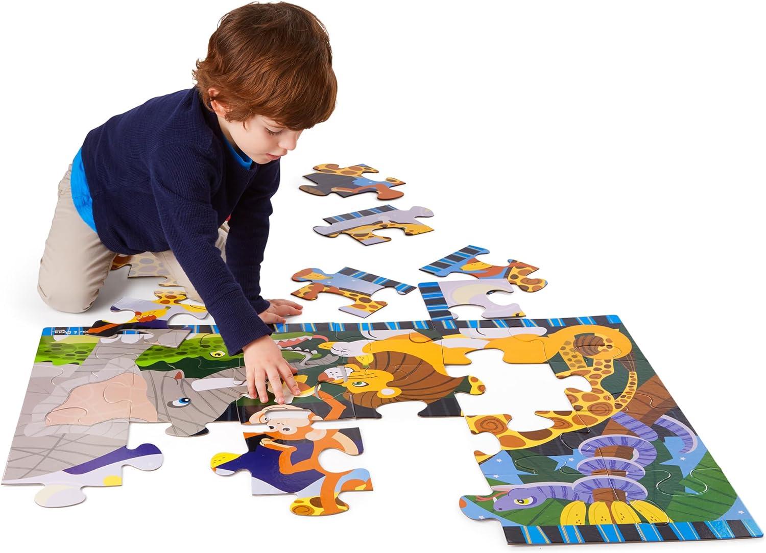 imageMelissa ampamp Doug Dinosaur Dawn Jumbo Floor Puzzle 24 Pieces 2 x 3 Feet Jigsaw Puzzle for Preschoolers and Kids Ages 3  FSC CertifiedSafari Social