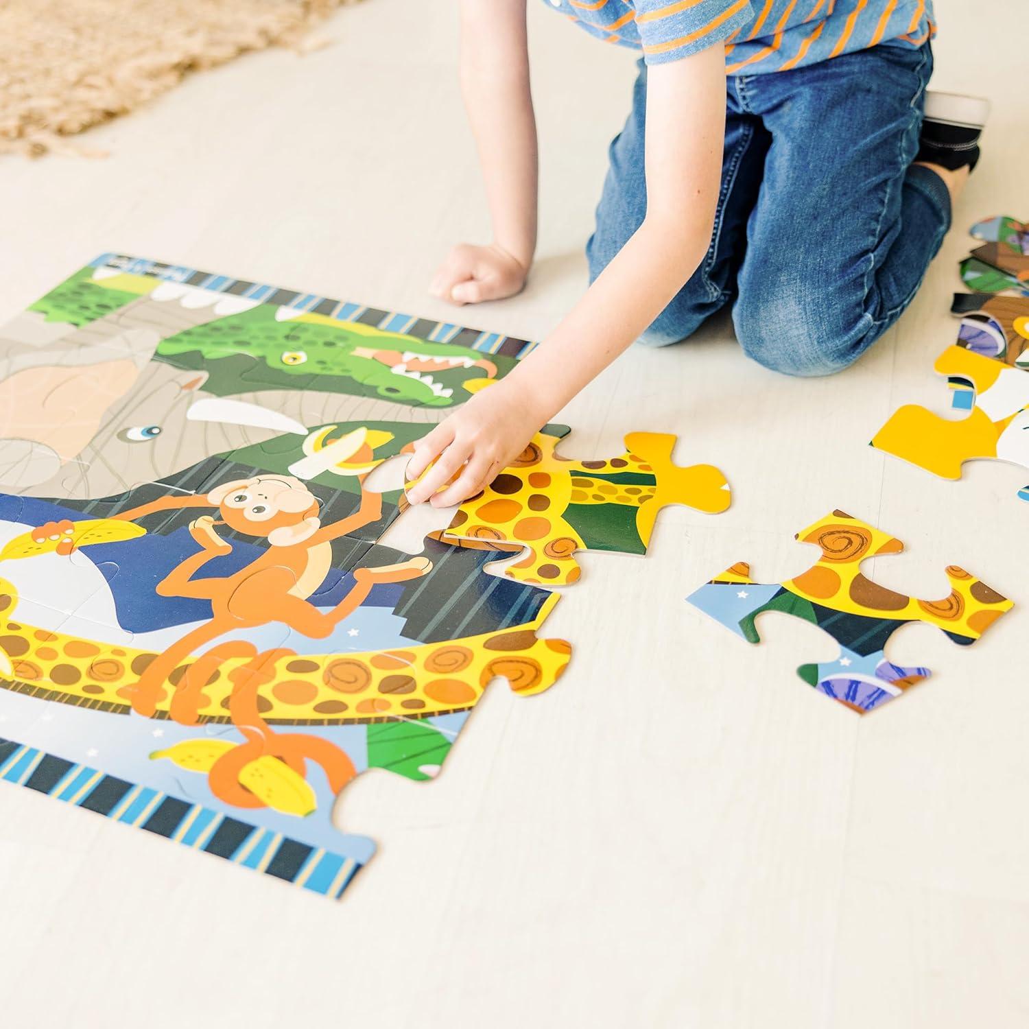 imageMelissa ampamp Doug Dinosaur Dawn Jumbo Floor Puzzle 24 Pieces 2 x 3 Feet Jigsaw Puzzle for Preschoolers and Kids Ages 3  FSC CertifiedSafari Social