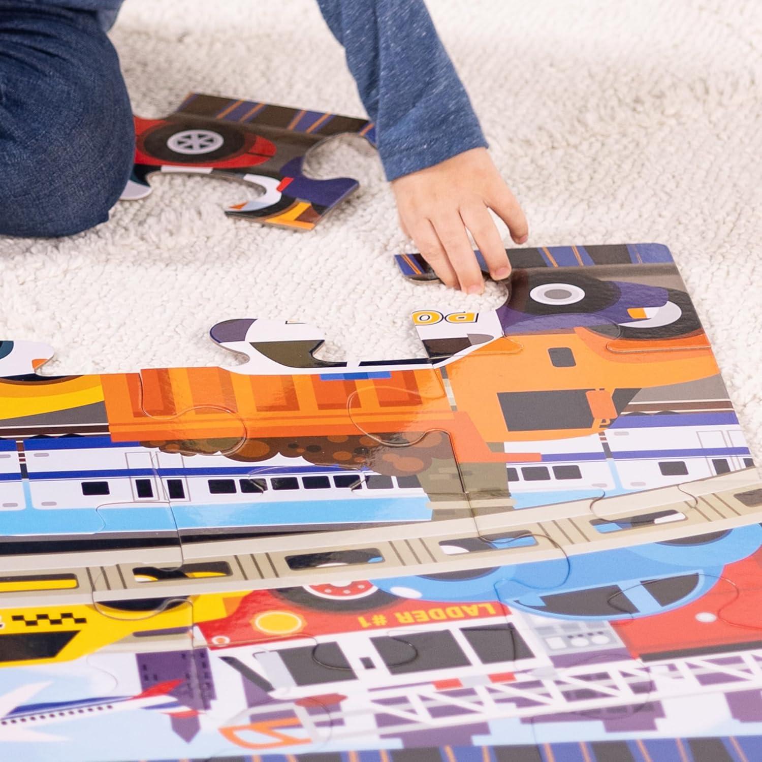 imageMelissa ampamp Doug Dinosaur Dawn Jumbo Floor Puzzle 24 Pieces 2 x 3 Feet Jigsaw Puzzle for Preschoolers and Kids Ages 3  FSC CertifiedTraffic Jam Floor Puzzle  24 Pieces