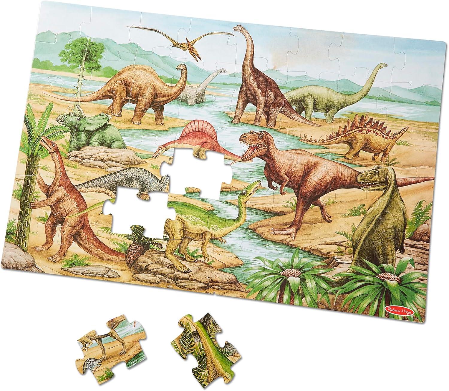 imageMelissa ampamp Doug Dinosaurs Floor Puzzle  48 Pieces 2 Feet x 3 Feet Assembled  FSC Certified