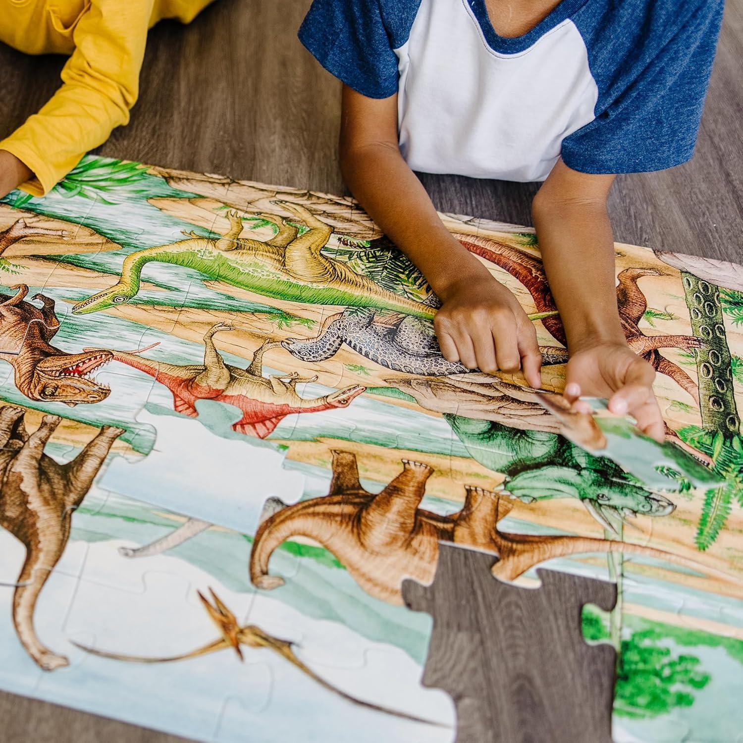 imageMelissa ampamp Doug Dinosaurs Floor Puzzle  48 Pieces 2 Feet x 3 Feet Assembled  FSC Certified