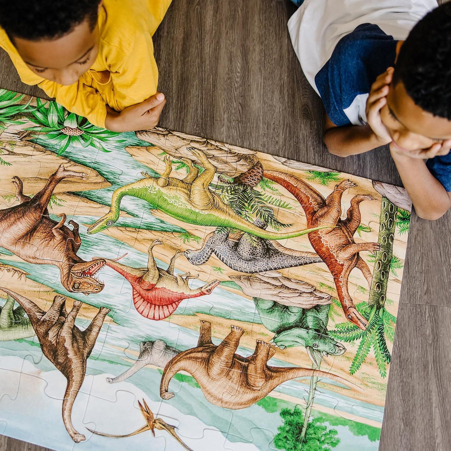 imageMelissa ampamp Doug Dinosaurs Floor Puzzle  48 Pieces 2 Feet x 3 Feet Assembled  FSC Certified