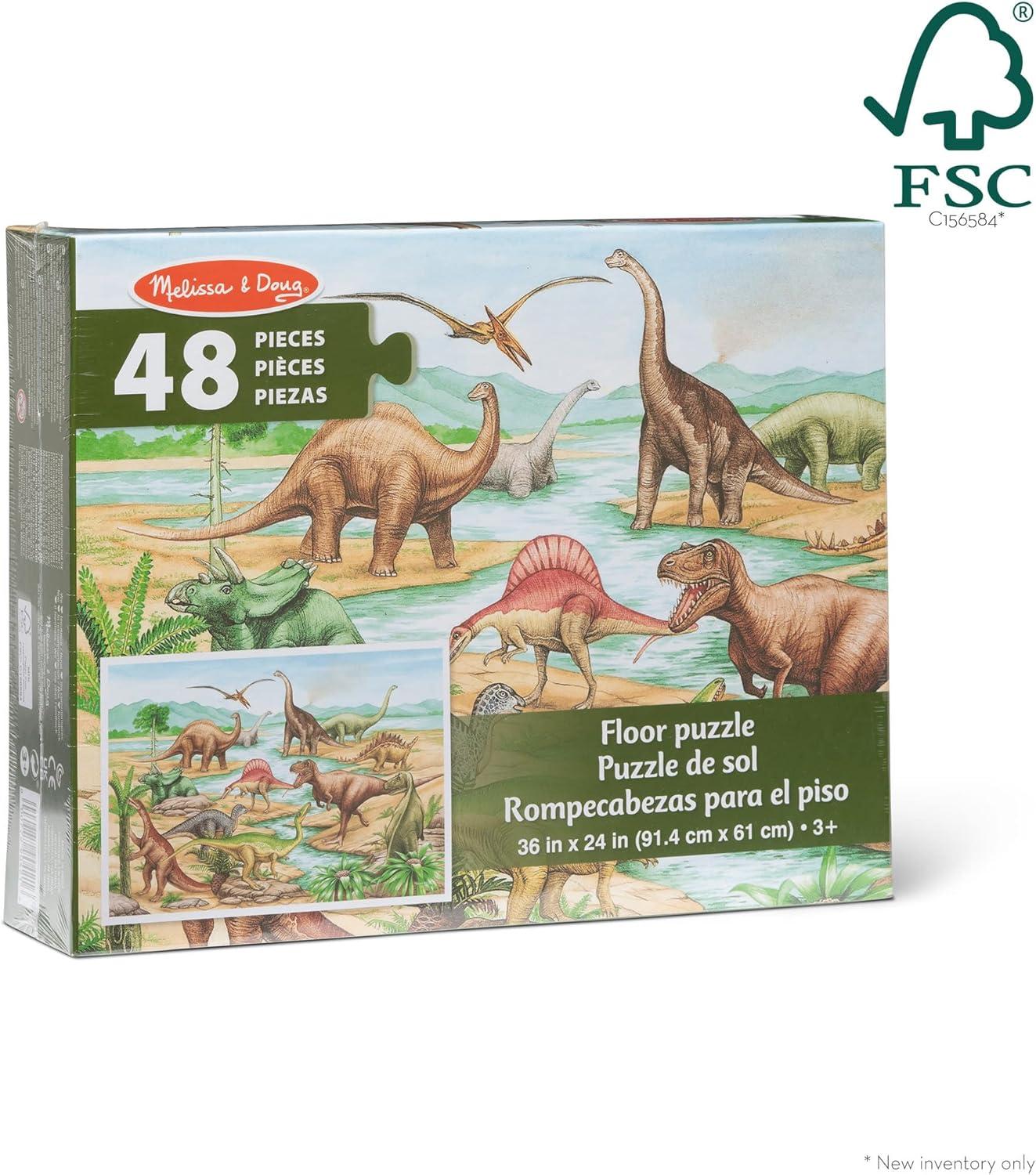 imageMelissa ampamp Doug Dinosaurs Floor Puzzle  48 Pieces 2 Feet x 3 Feet Assembled  FSC Certified