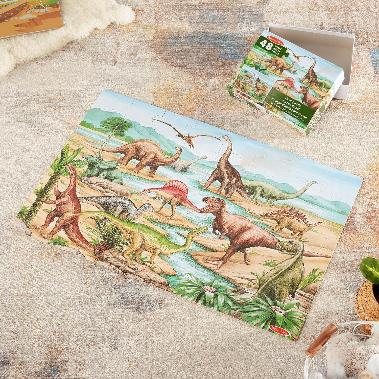 imageMelissa ampamp Doug Dinosaurs Floor Puzzle  48 Pieces 2 Feet x 3 Feet Assembled  FSC Certified