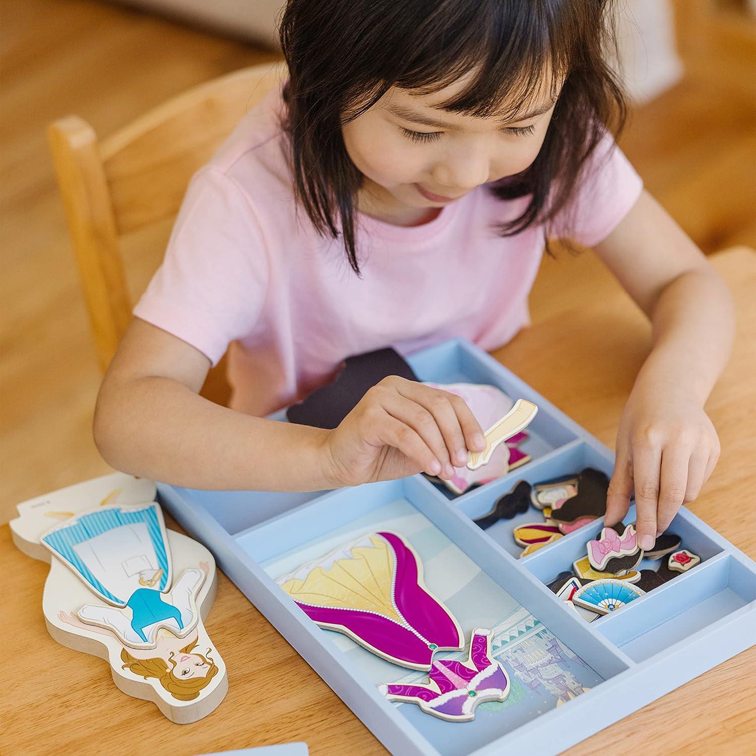 imageMelissa ampamp Doug Disney Ariel Magnetic Wooden DressUp Doll Pretend Play Set 35 Pieces Magnetic Dolls Pretend Play ampamp Preschool Toys for Kids Ages 3Belle