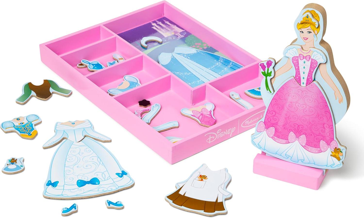 imageMelissa ampamp Doug Disney Ariel Magnetic Wooden DressUp Doll Pretend Play Set 35 Pieces Magnetic Dolls Pretend Play ampamp Preschool Toys for Kids Ages 3Cinderella
