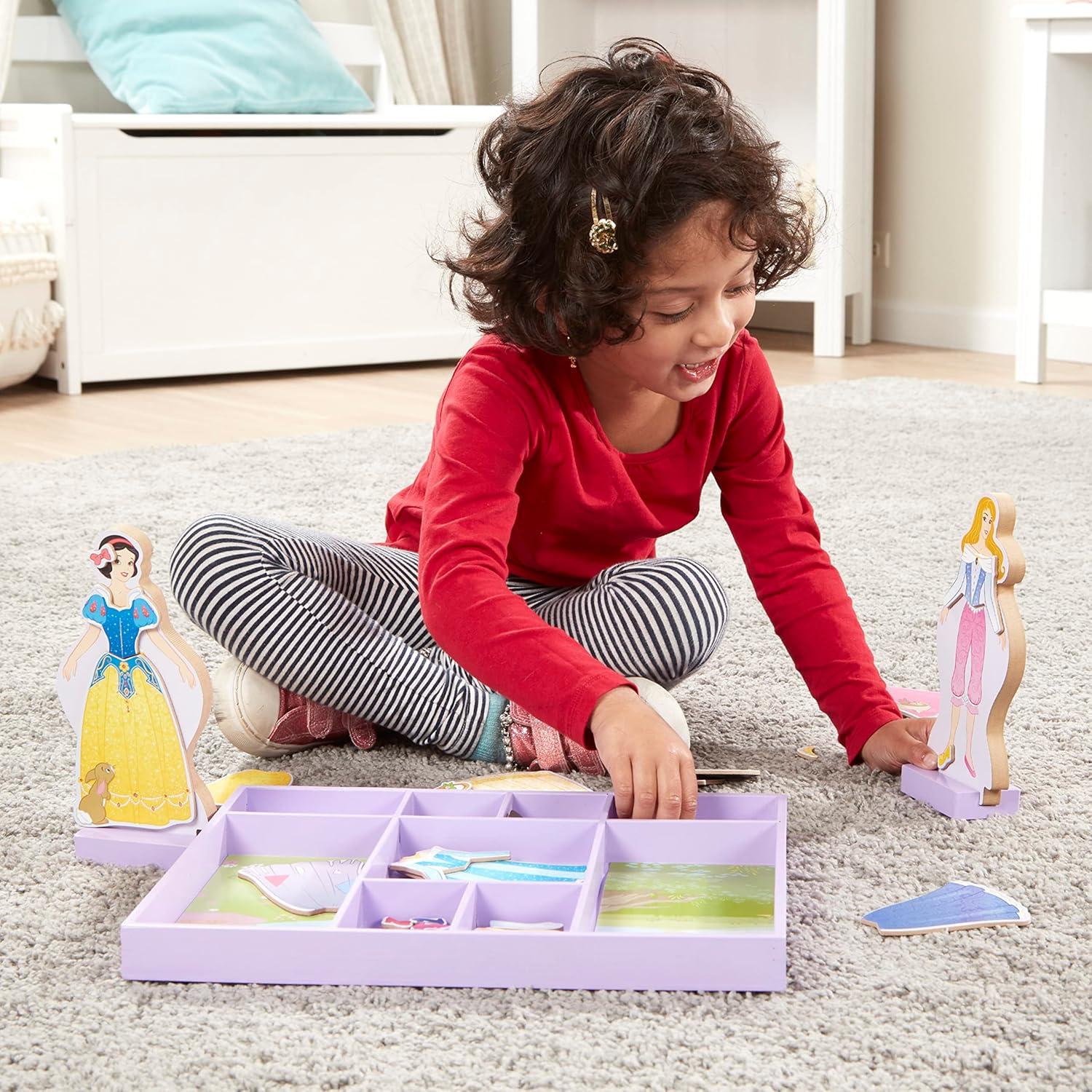 imageMelissa ampamp Doug Disney Ariel Magnetic Wooden DressUp Doll Pretend Play Set 35 Pieces Magnetic Dolls Pretend Play ampamp Preschool Toys for Kids Ages 3Sleeping Beauty  Snow White
