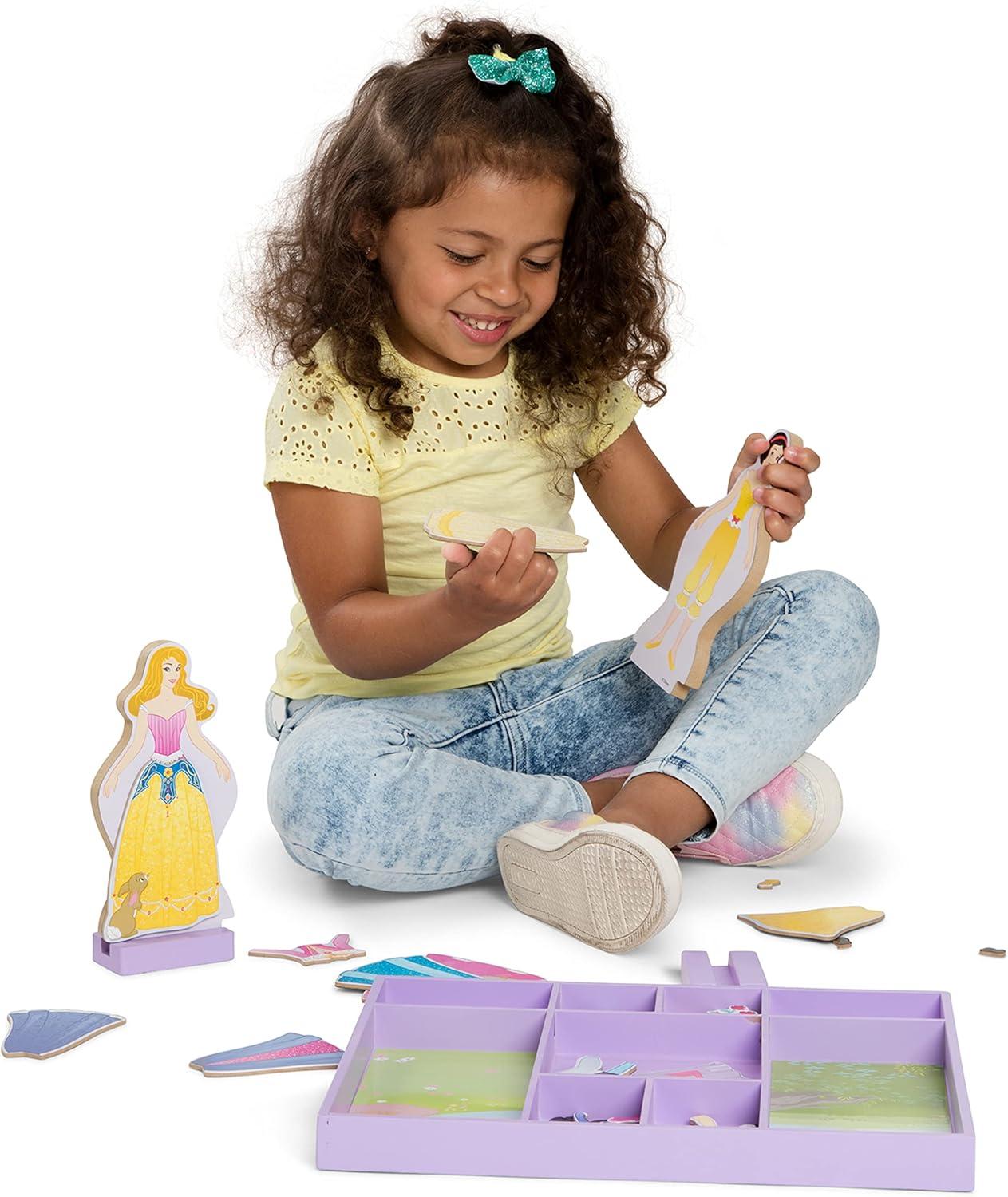 imageMelissa ampamp Doug Disney Ariel Magnetic Wooden DressUp Doll Pretend Play Set 35 Pieces Magnetic Dolls Pretend Play ampamp Preschool Toys for Kids Ages 3Sleeping Beauty  Snow White