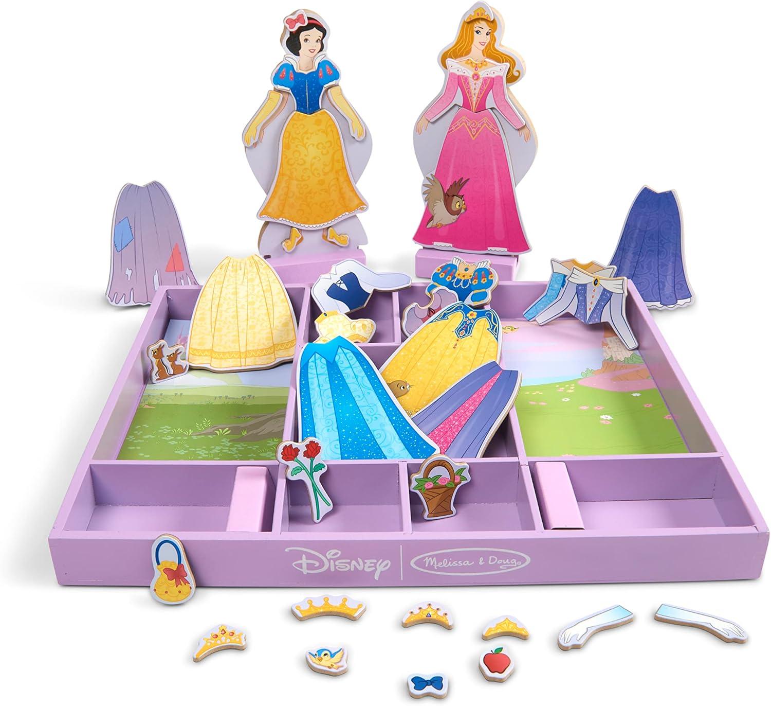 imageMelissa ampamp Doug Disney Ariel Magnetic Wooden DressUp Doll Pretend Play Set 35 Pieces Magnetic Dolls Pretend Play ampamp Preschool Toys for Kids Ages 3Sleeping Beauty  Snow White