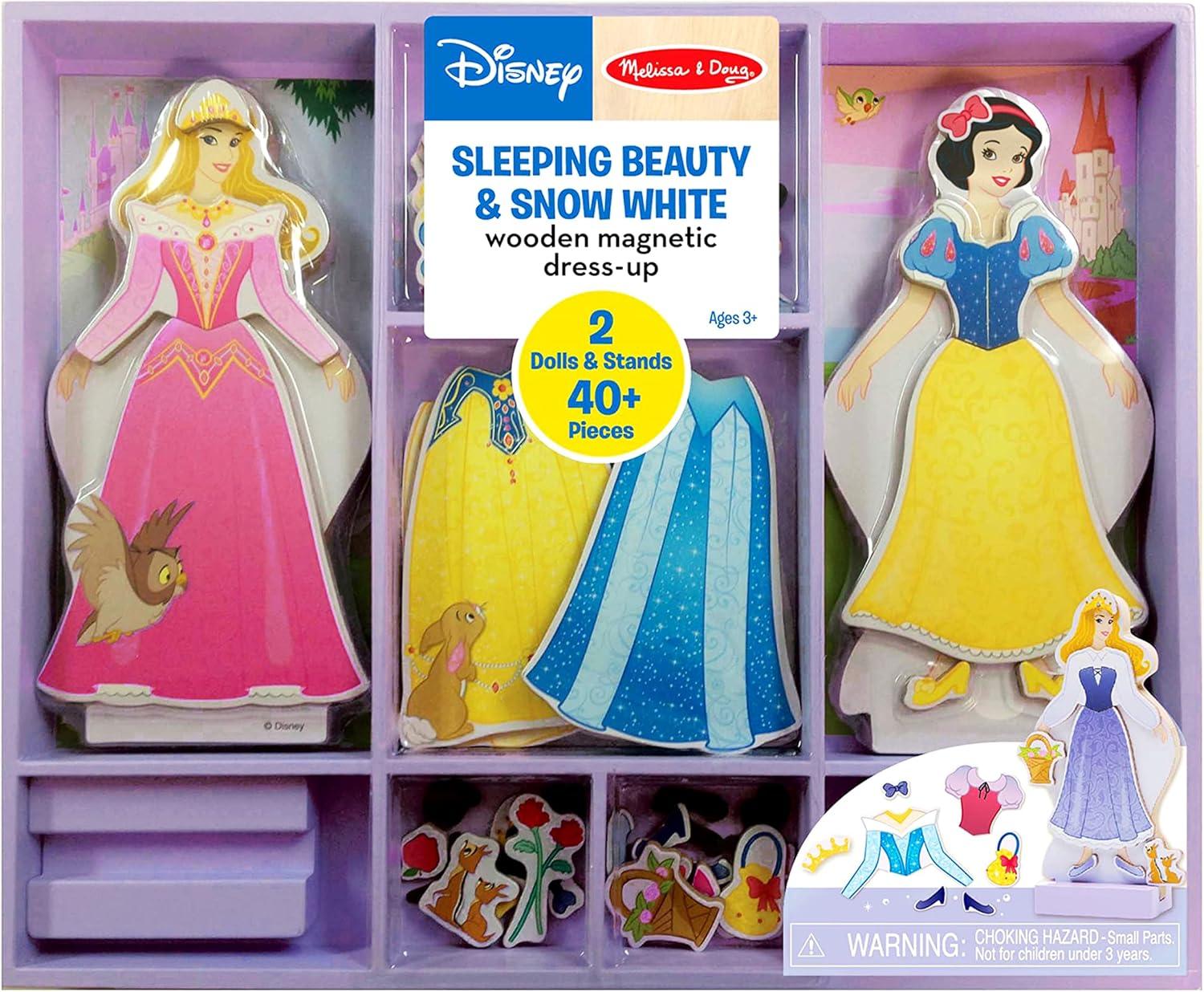imageMelissa ampamp Doug Disney Ariel Magnetic Wooden DressUp Doll Pretend Play Set 35 Pieces Magnetic Dolls Pretend Play ampamp Preschool Toys for Kids Ages 3Sleeping Beauty  Snow White