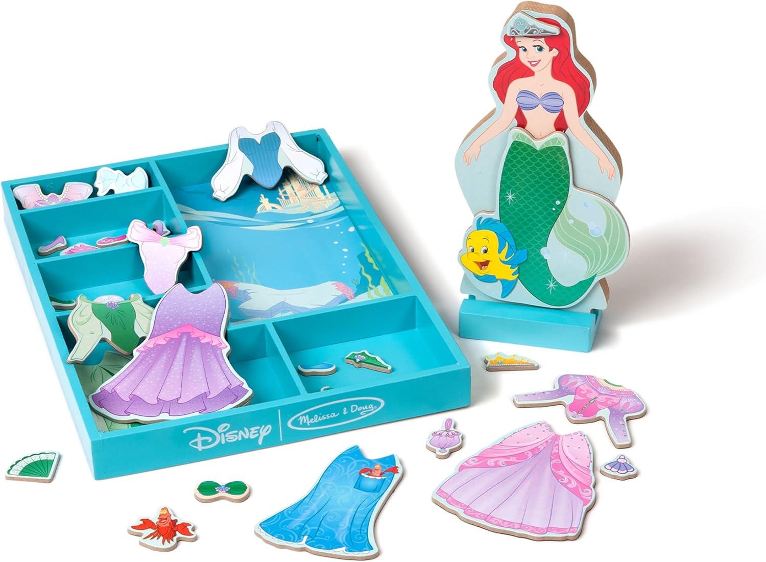 imageMelissa ampamp Doug Disney Ariel Magnetic Wooden DressUp Doll Pretend Play Set 35 Pieces Magnetic Dolls Pretend Play ampamp Preschool Toys for Kids Ages 3Ariel