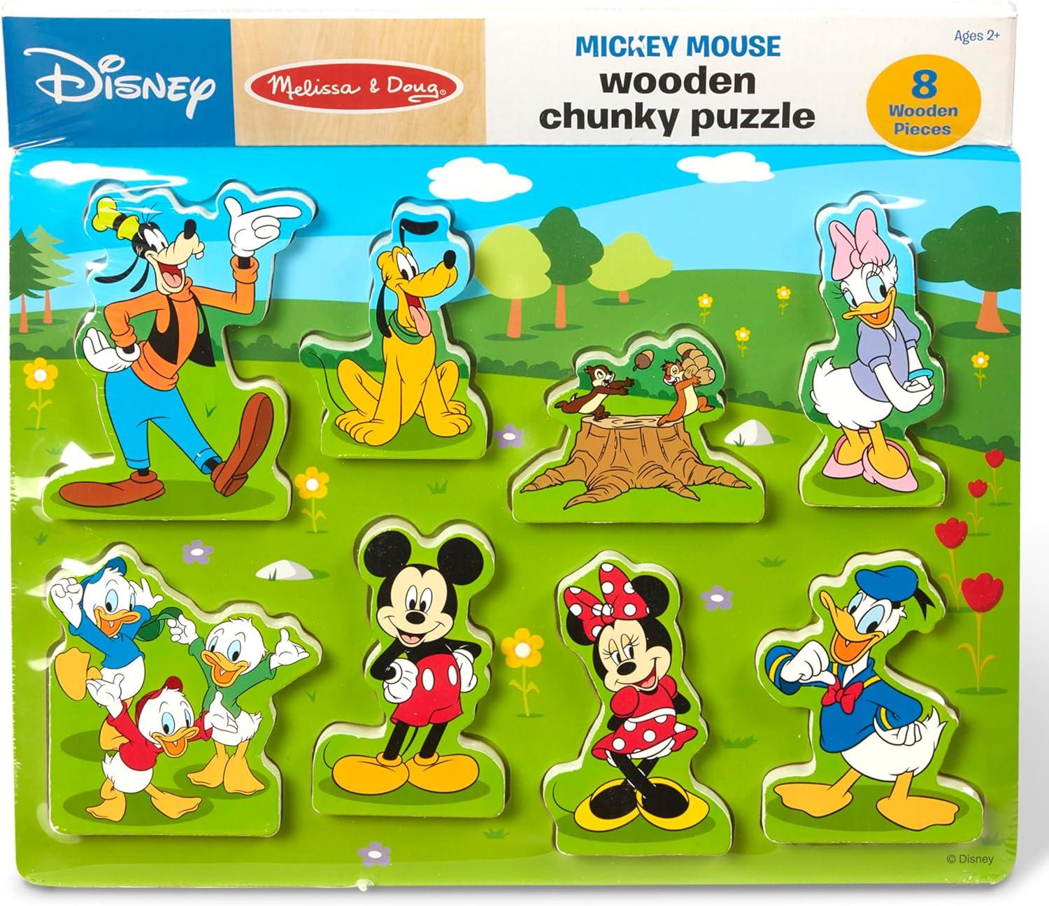imageMelissa ampamp Doug Disney Mickey Mouse Wooden Chunky Puzzle  8Piece Disney Character Puzzle for Toddlers and Kids Ages 2
