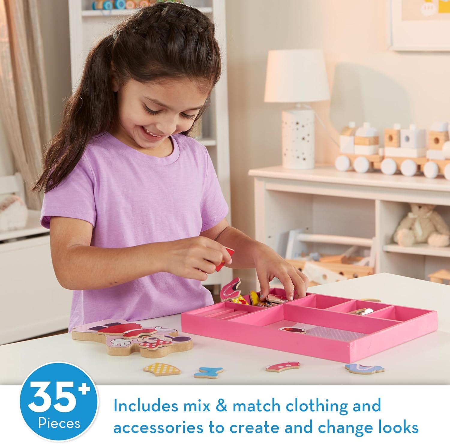imageMelissa ampamp Doug Disney Minnie Mouse ampamp Daisy Duck Magnetic DressUp Wooden Dolls  Pretend Play Set 40 pcs Minnie Mouse Toys Disney Dress Up Dolls for Preschoolers ampamp Kids Ages 3Minnie