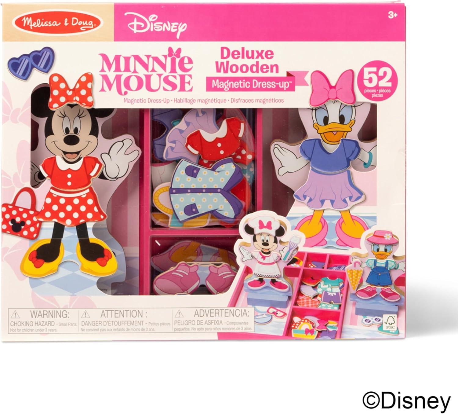 imageMelissa ampamp Doug Disney Minnie Mouse and Daisy Duck Deluxe Wooden Magnetic DressUp 2 Fashion Dolls with Stands for Pretend Play 52 Pieces  FSC Certified