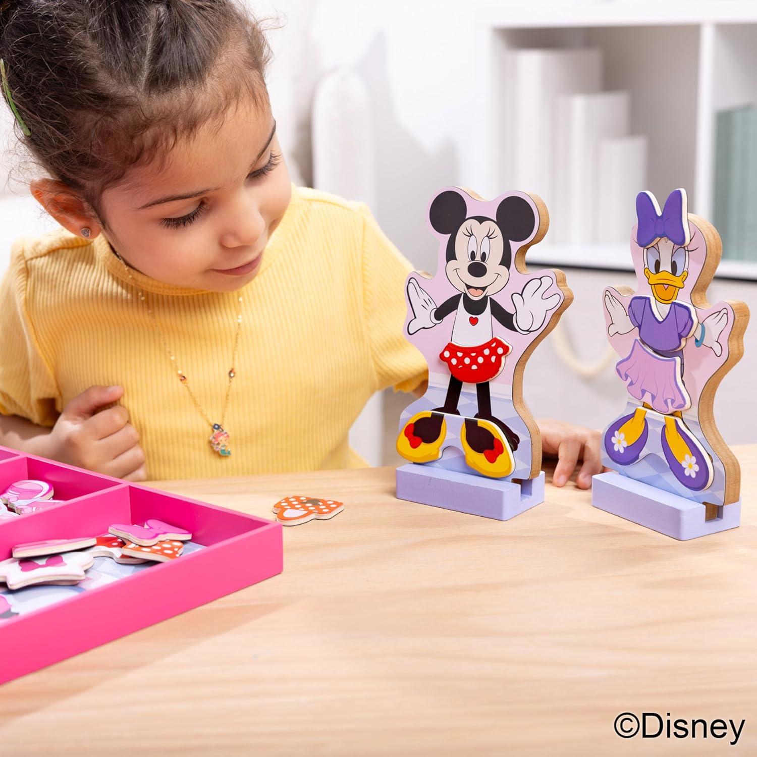 imageMelissa ampamp Doug Disney Minnie Mouse and Daisy Duck Deluxe Wooden Magnetic DressUp 2 Fashion Dolls with Stands for Pretend Play 52 Pieces  FSC Certified
