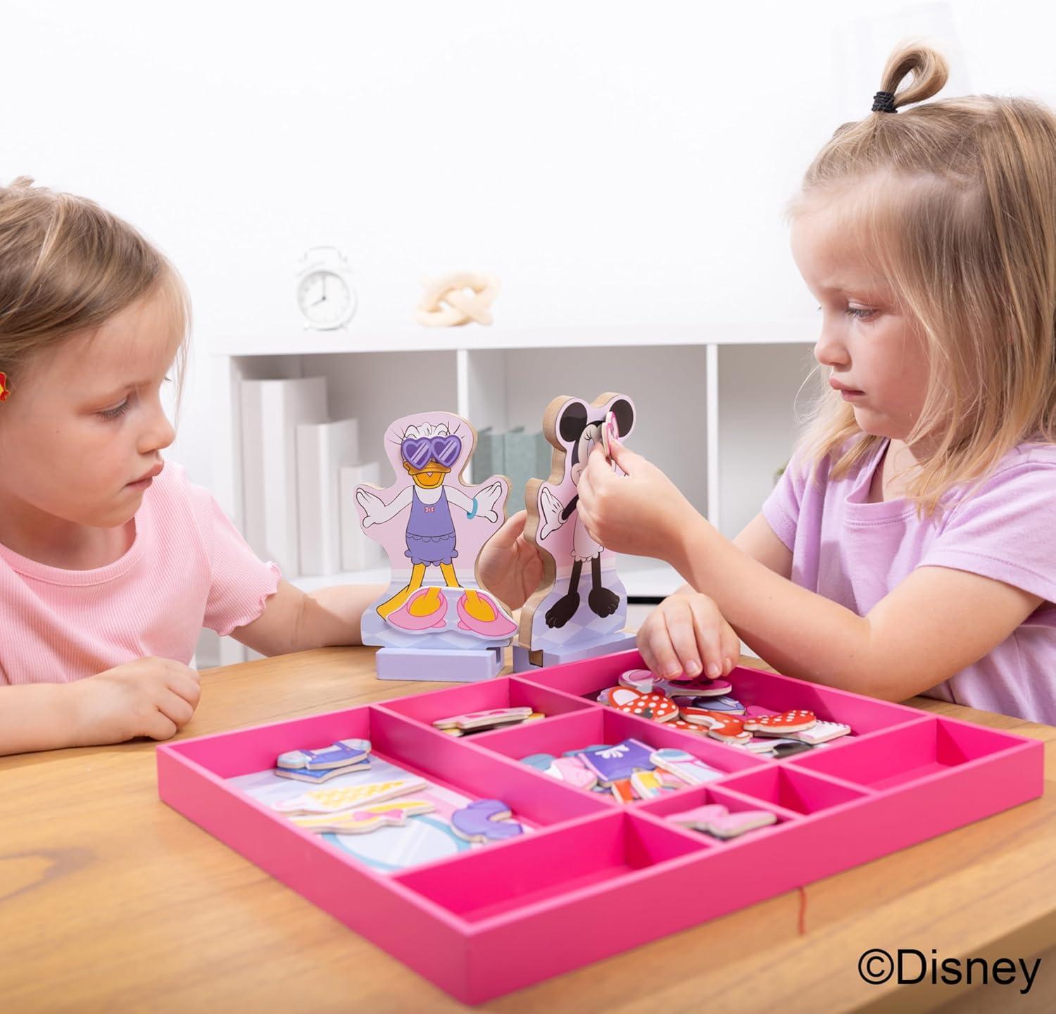 imageMelissa ampamp Doug Disney Minnie Mouse and Daisy Duck Deluxe Wooden Magnetic DressUp 2 Fashion Dolls with Stands for Pretend Play 52 Pieces  FSC Certified