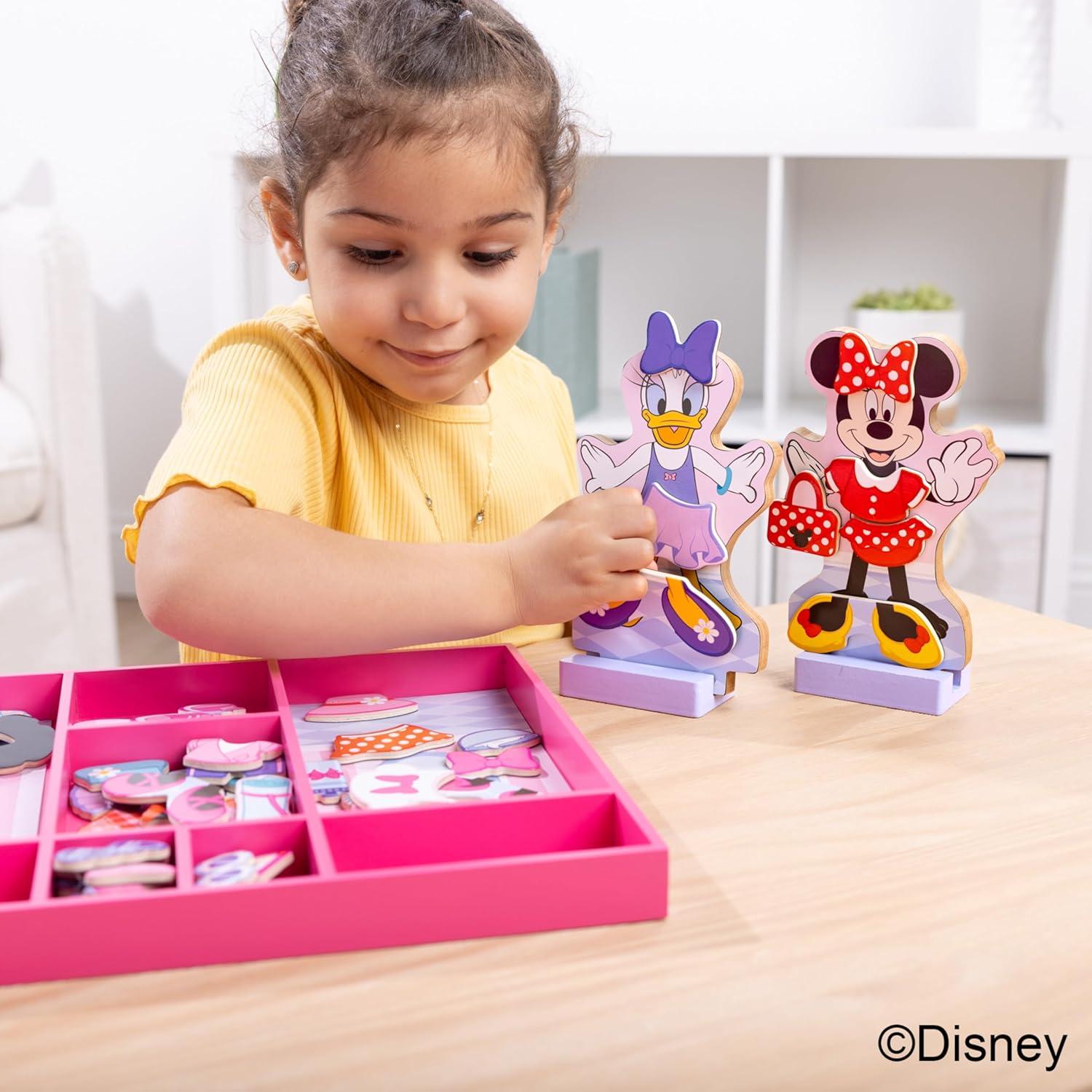 imageMelissa ampamp Doug Disney Minnie Mouse and Daisy Duck Deluxe Wooden Magnetic DressUp 2 Fashion Dolls with Stands for Pretend Play 52 Pieces  FSC Certified