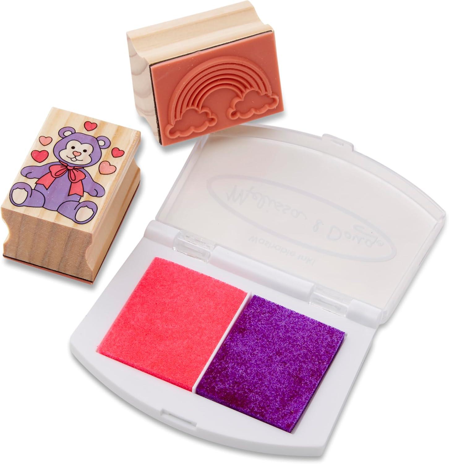 imageMelissa ampamp Doug Disney Princess Wooden Stamp Set 9 Stamps 5 Colored Pencils and 2Color Stamp Pad Disney Princess Coloring Stamps with Washable Ink for Kids Ages 4Friendship