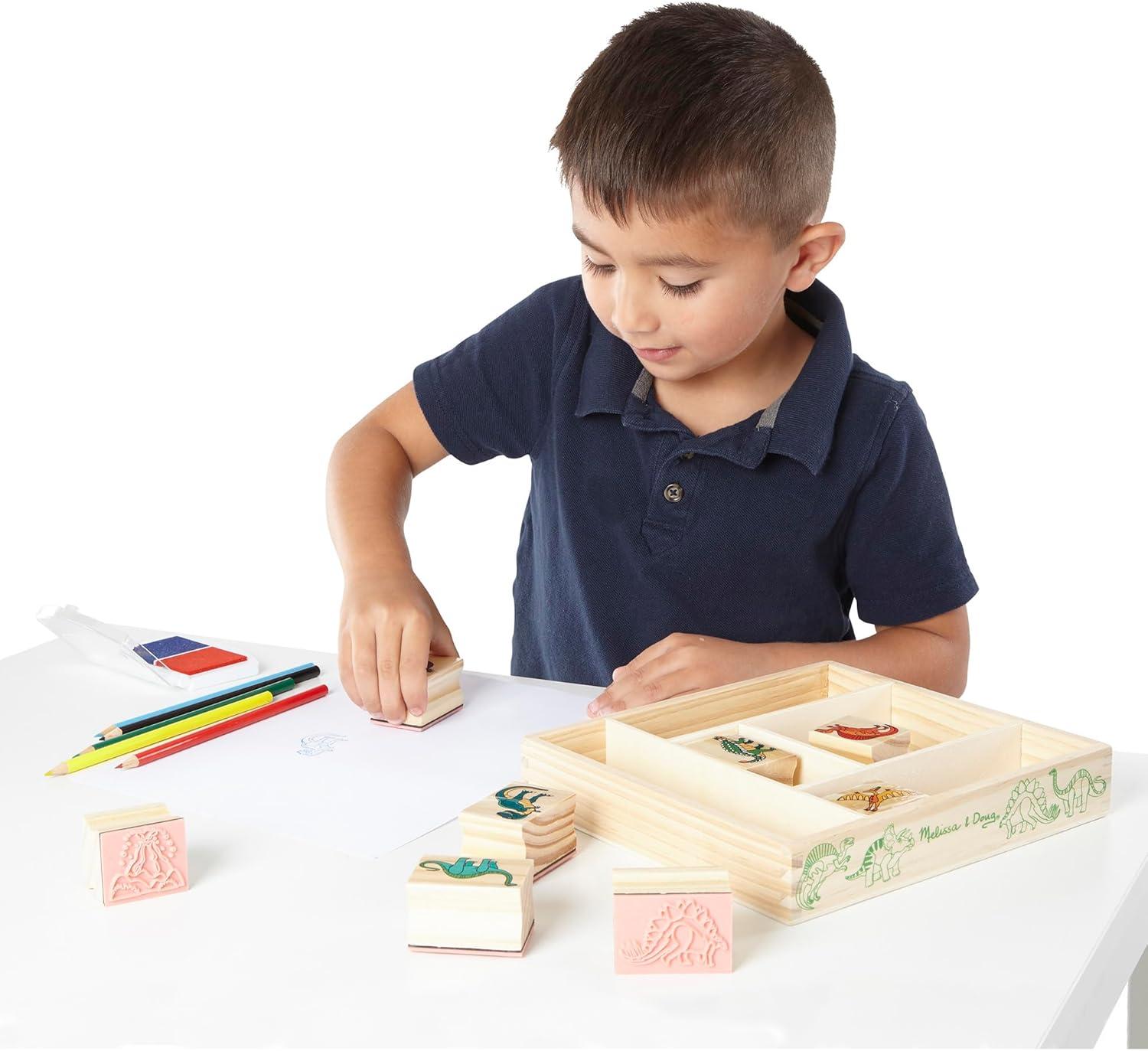 imageMelissa ampamp Doug Disney Princess Wooden Stamp Set 9 Stamps 5 Colored Pencils and 2Color Stamp Pad Disney Princess Coloring Stamps with Washable Ink for Kids Ages 4Stamp