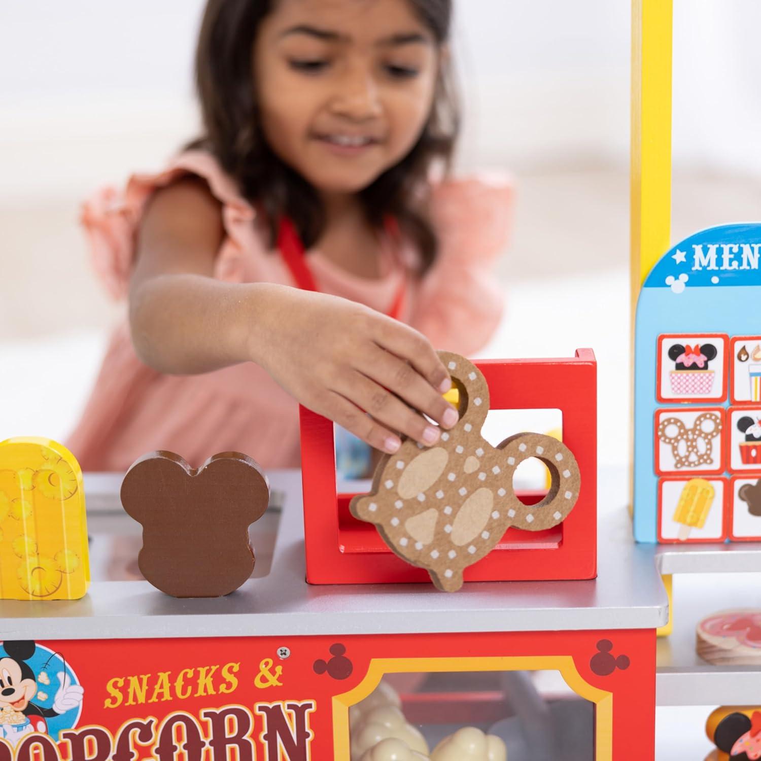 imageMelissa ampamp Doug Disney Snacks ampamp Popcorn Wooden Pretend Play Food Counter  33 Pieces  FSCCertified Materials