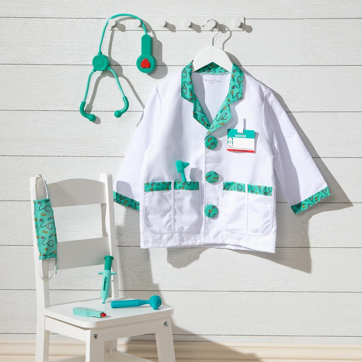 imageMelissa ampamp Doug Doctor Costume DressUp Set for Kids 8Piece  Pretend Play Outfit with Stethoscope Coat ampamp Accessories  Role Play Toys for Boys ampamp Girls Ages 3Frustrationfree Packaging