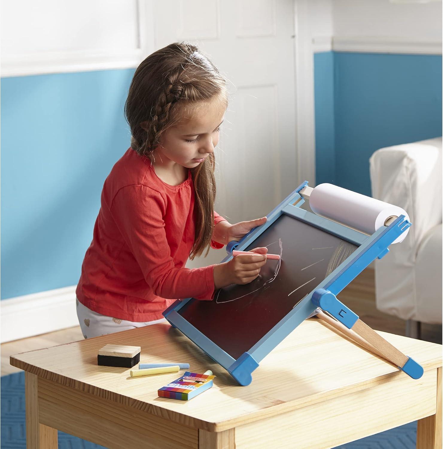imageMelissa ampamp Doug DoubleSided Magnetic Tabletop Art Easel  DryErase Board and ChalkboardDeluxe DoubleSided Tabletop Easel