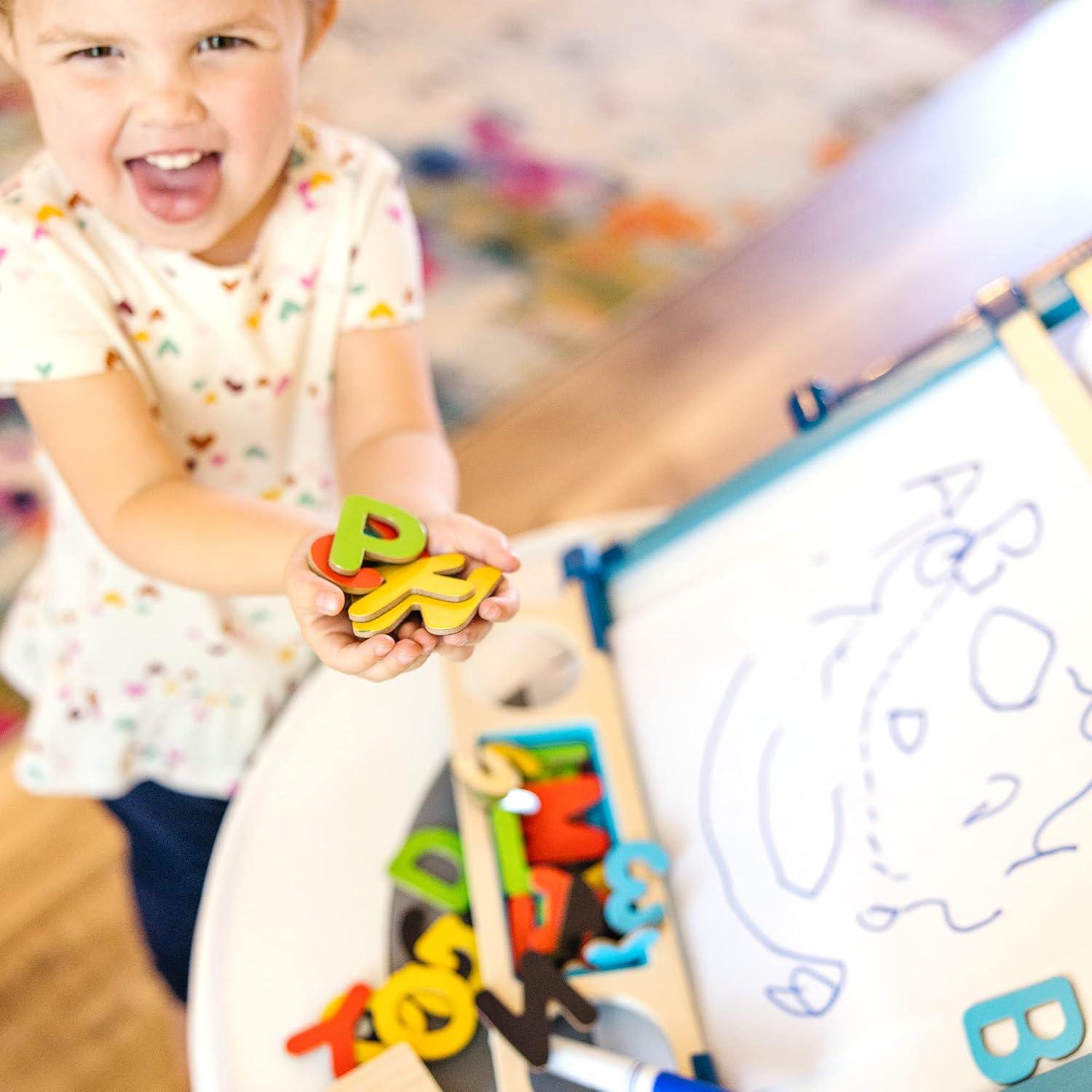 imageMelissa ampamp Doug DoubleSided Magnetic Tabletop Art Easel  DryErase Board and ChalkboardDeluxe DoubleSided Tabletop Easel