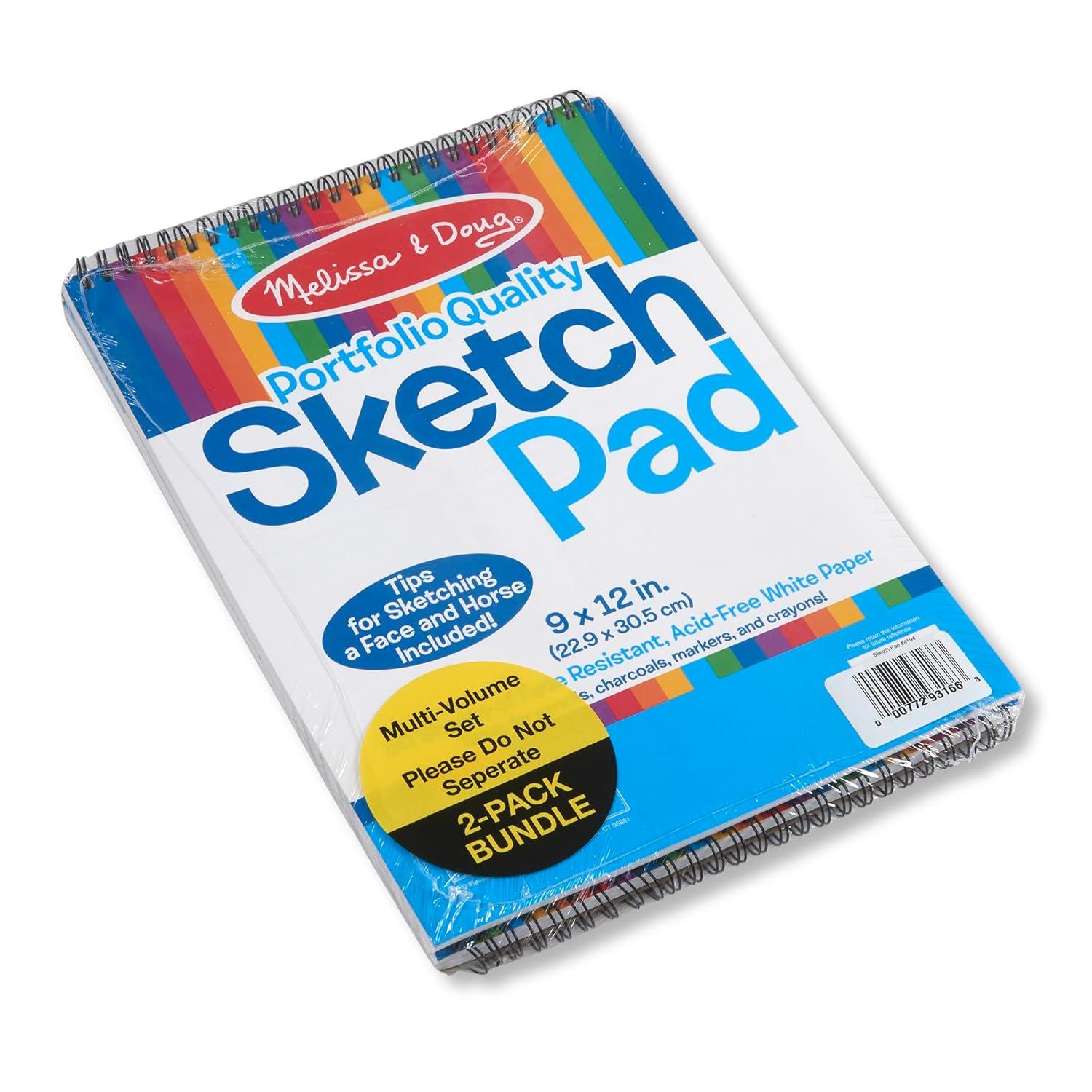 imageMelissa ampamp Doug Drawing Paper Sketch Pad 2Pack Bundle for Coloring Writing or Painting 9 x 12 inches  50 Sheets Each Kids Drawing Pad ampamp Art Supplies for Kids Ages 3  FSC Certified