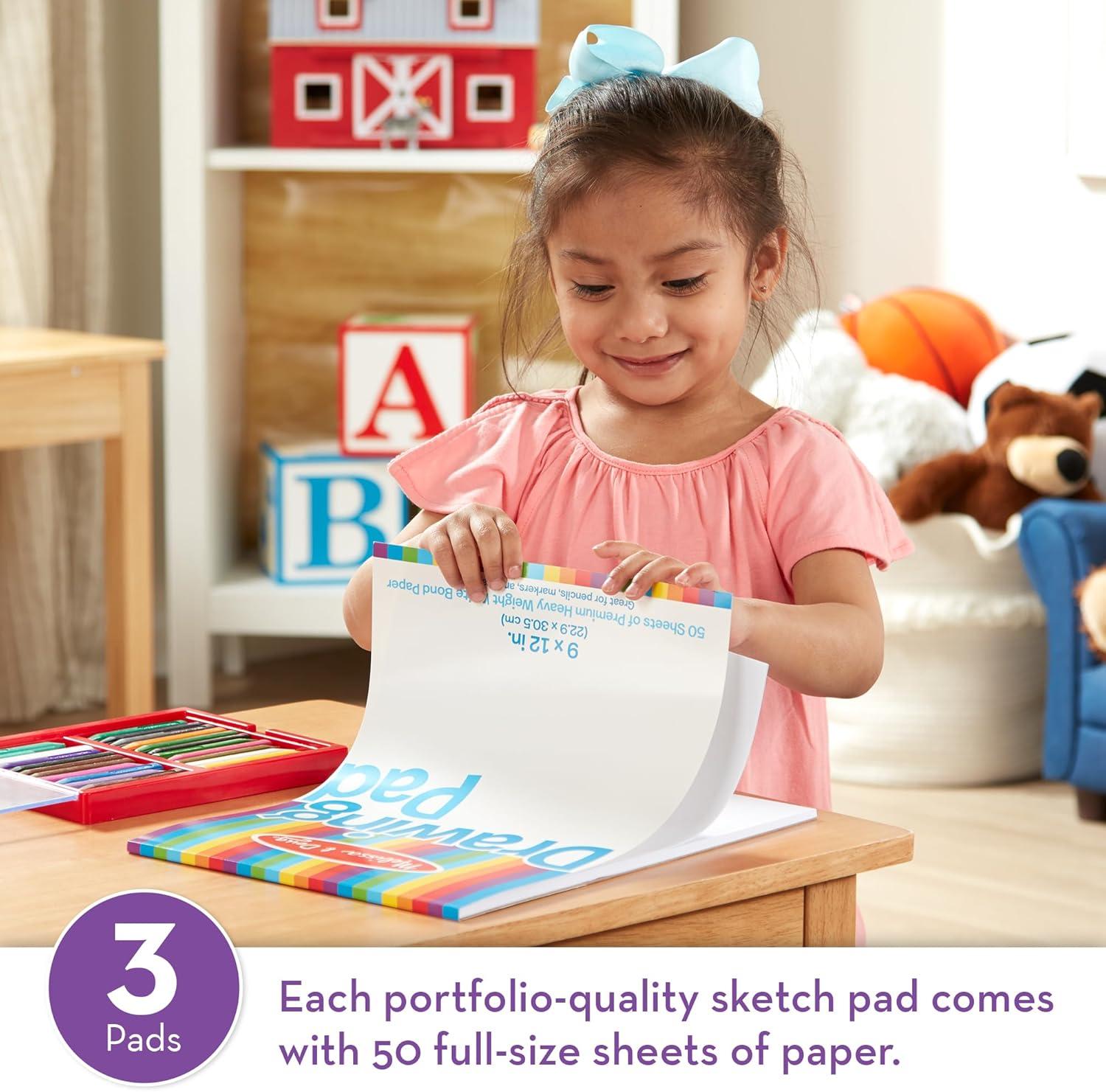imageMelissa ampamp Doug Drawing Paper Sketch Pad 3Pack Bundle for Coloring Writing or Painting 9 x 12 inches  50 Sheets Each Kids Drawing Pad ampamp Art Supplies for Kids Ages 3  FSC Certified