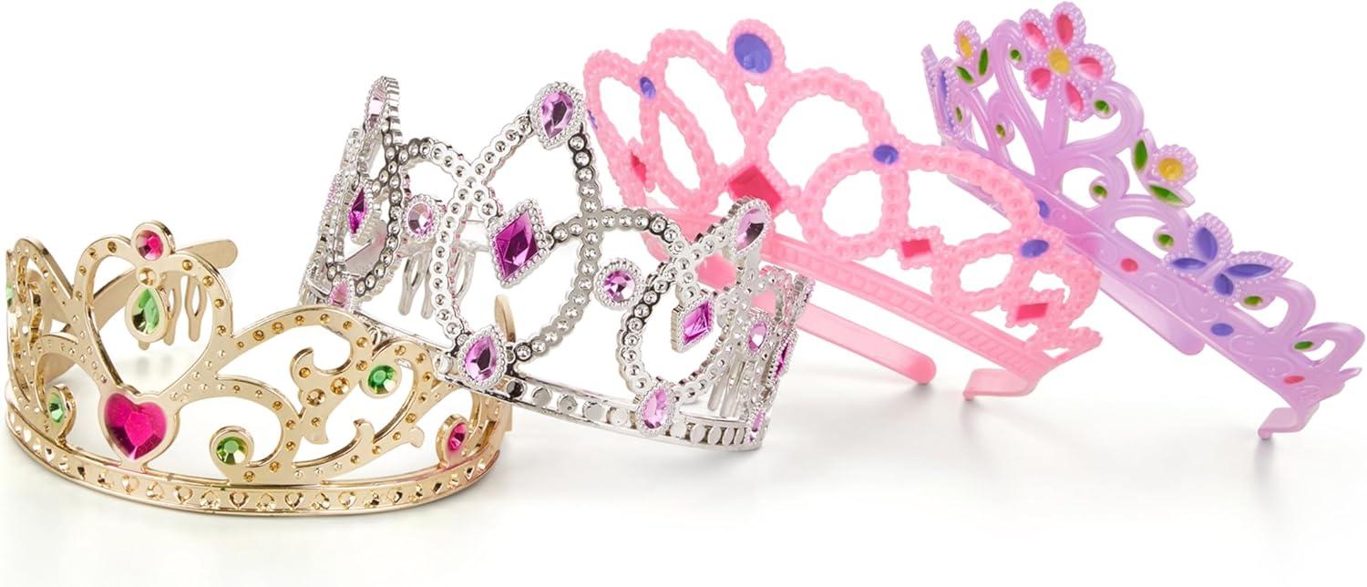 imageMelissa ampamp Doug DressUp Tiaras Play Set for Kids 4Piece  Pretend Princess Crowns for Costume Role Play  Preschool Jewelry Toys for Girls Ages 3Standard Packaging