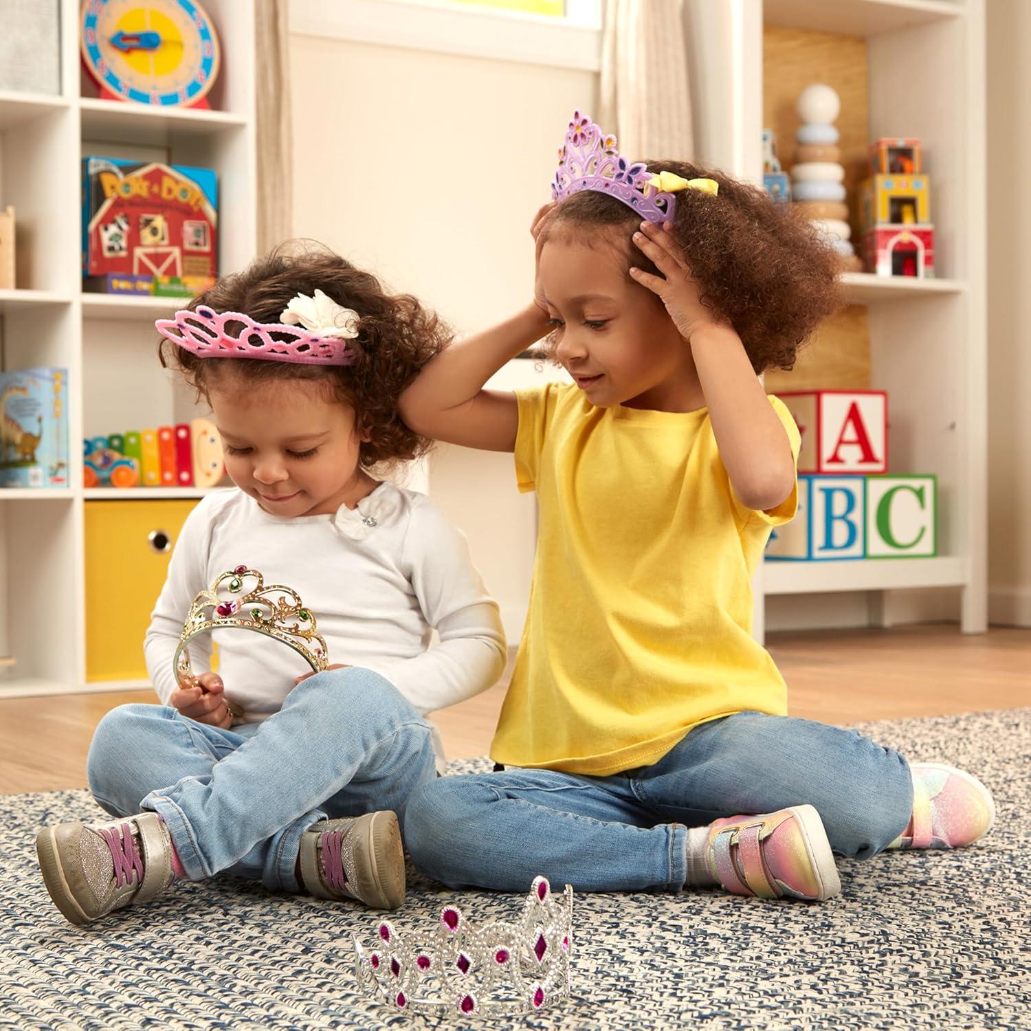 imageMelissa ampamp Doug DressUp Tiaras Play Set for Kids 4Piece  Pretend Princess Crowns for Costume Role Play  Preschool Jewelry Toys for Girls Ages 3Standard Packaging