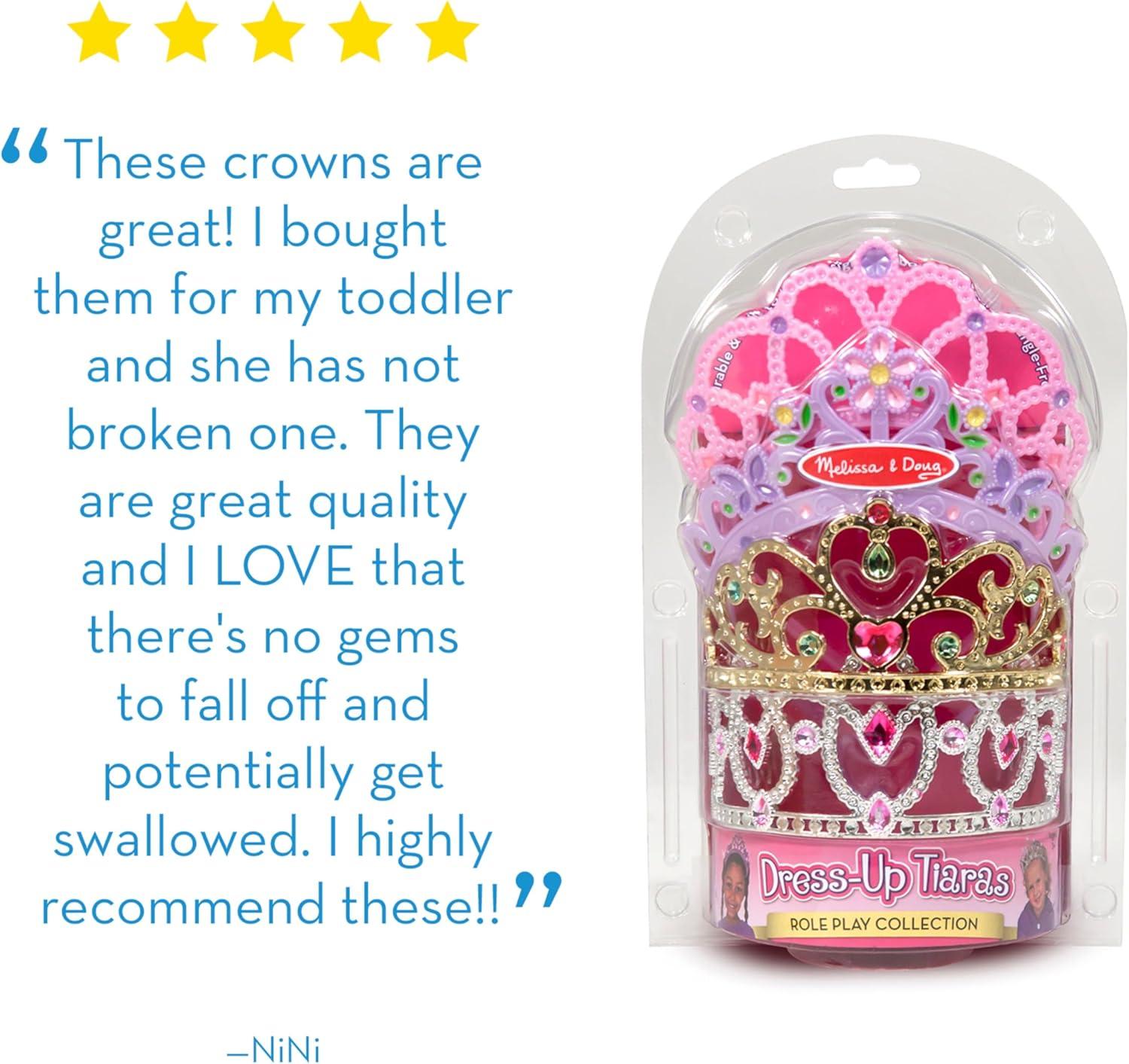 imageMelissa ampamp Doug DressUp Tiaras Play Set for Kids 4Piece  Pretend Princess Crowns for Costume Role Play  Preschool Jewelry Toys for Girls Ages 3Standard Packaging