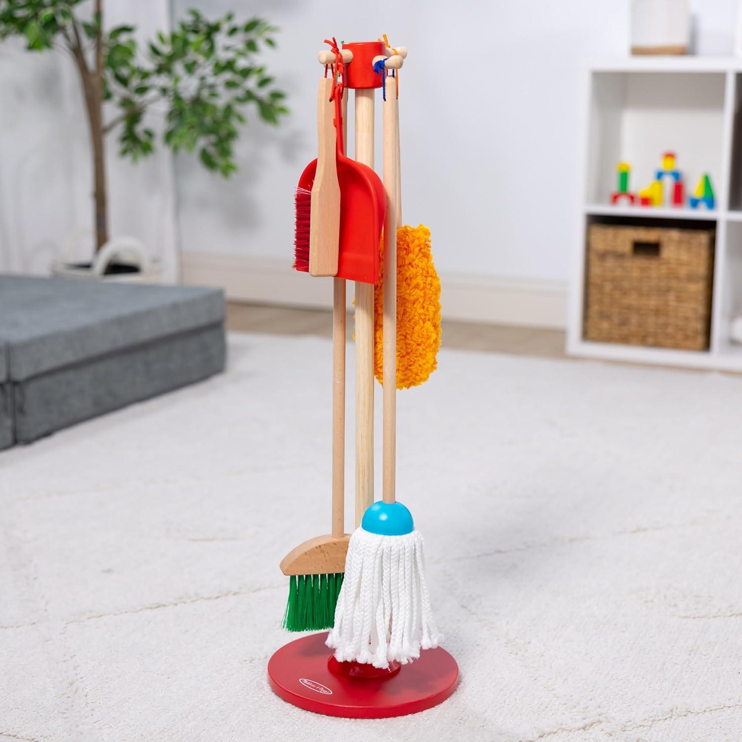 imageMelissa ampamp Doug Dust Sweep Mop 6Piece Pretend Play Set Toddler Toy Cleaning Pretend Play Home Cleaning Kids Broom and Mop Set for Ages 3Dust Sweep Mop