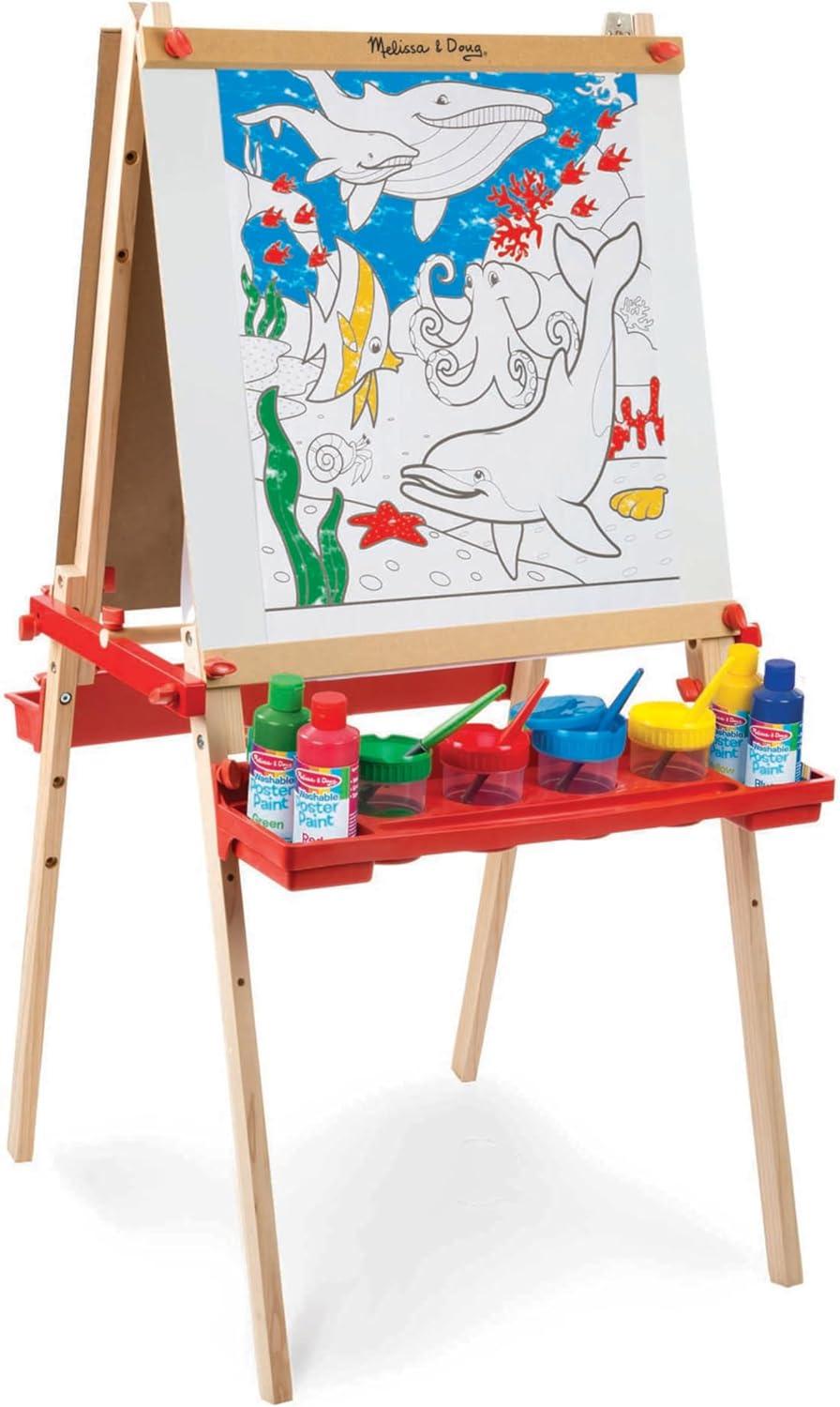 imageMelissa ampamp Doug Easel Accessory Set  Paint Cups Brushes Chalk Paper DryErase Marker  FSC CertifiedFrustrationFree Packaging