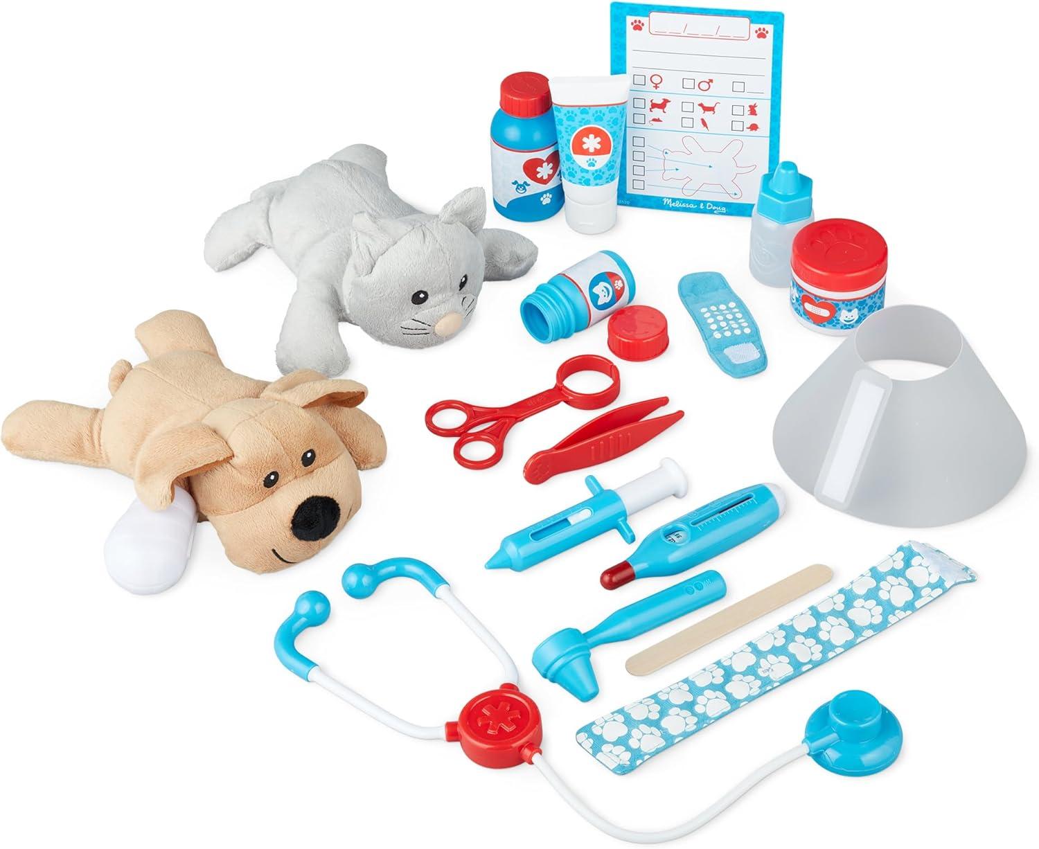 imageMelissa ampamp Doug Examine and Treat Pet Vet Play Set 24Piece Animal Doctor Playset with Dog ampamp Cat Plushies Pet Doctor Kit ampamp Accessories Preschool Toys for Girls ampamp Boys Ages 3