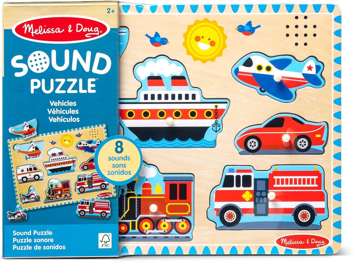 imageMelissa ampamp Doug Farm Animals Sound Puzzle  Wooden Peg Puzzle with Sound Effects 8 pcsVehicles