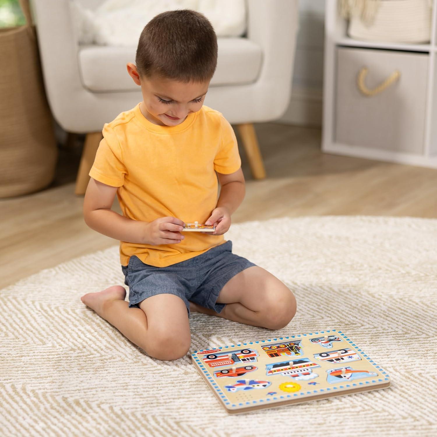 imageMelissa ampamp Doug Farm Animals Sound Puzzle  Wooden Peg Puzzle with Sound Effects 8 pcsVehicles