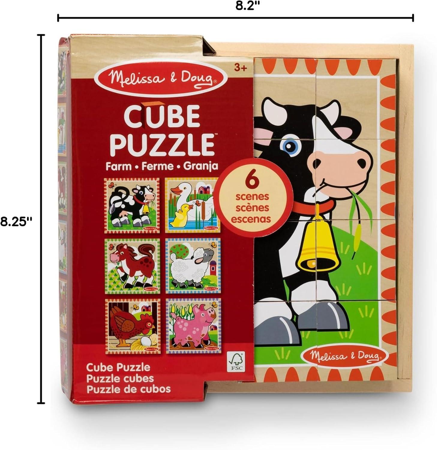 imageMelissa ampamp Doug Farm Wooden Cube Puzzle with Storage Tray  6in1 Animal Puzzle for Toddlers and Preschoolers  16 Wooden Cubes  Farm Toy for Kids Ages 3  FSC Certified