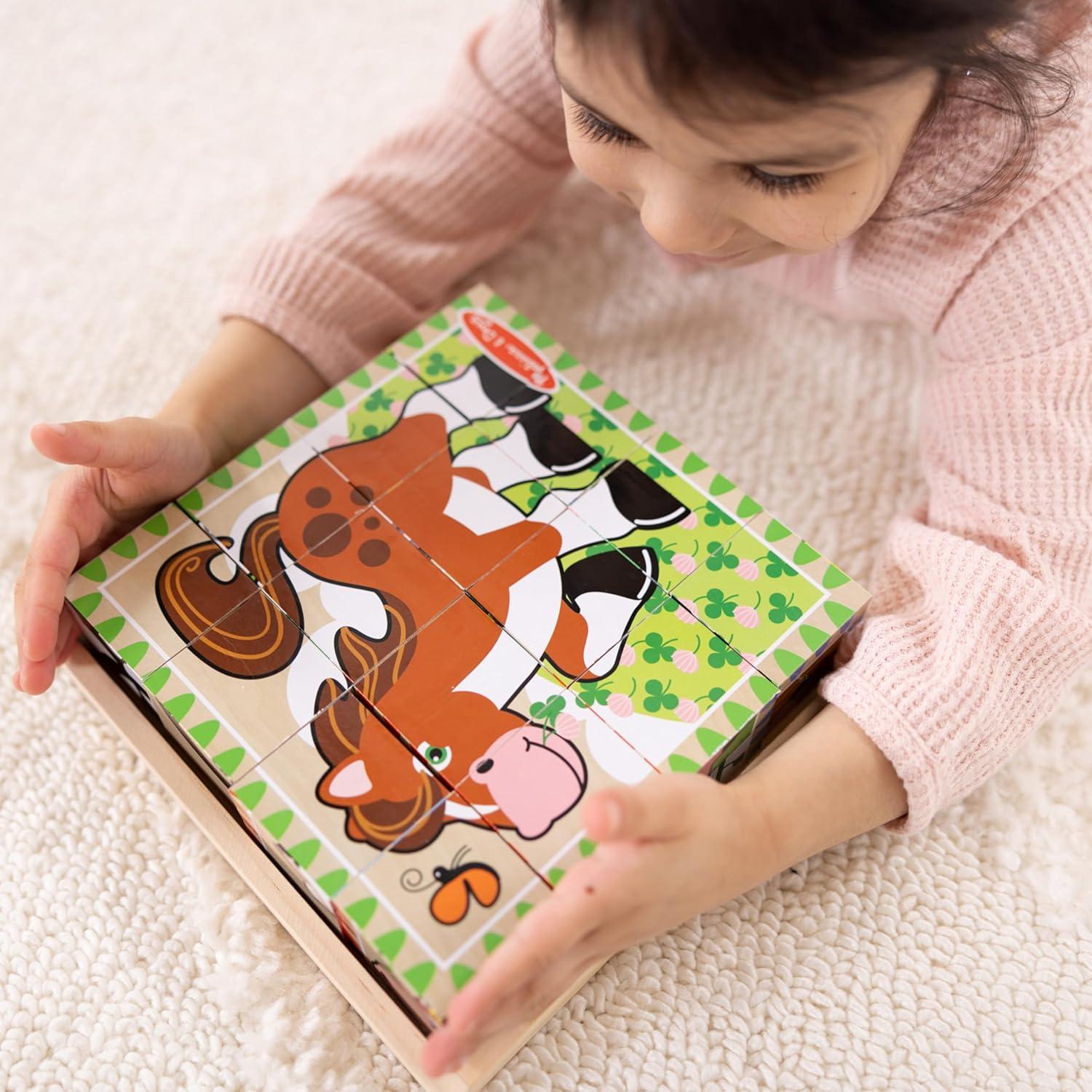imageMelissa ampamp Doug Farm Wooden Cube Puzzle with Storage Tray  6in1 Animal Puzzle for Toddlers and Preschoolers  16 Wooden Cubes  Farm Toy for Kids Ages 3  FSC Certified