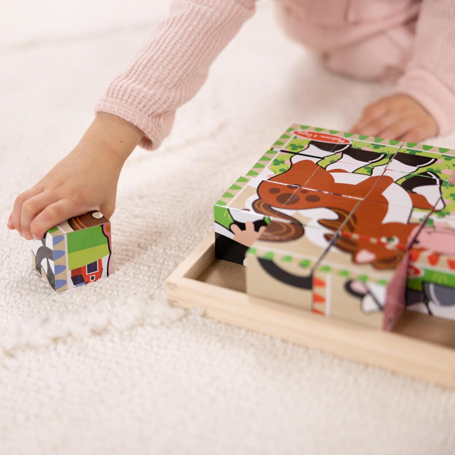 imageMelissa ampamp Doug Farm Wooden Cube Puzzle with Storage Tray  6in1 Animal Puzzle for Toddlers and Preschoolers  16 Wooden Cubes  Farm Toy for Kids Ages 3  FSC Certified