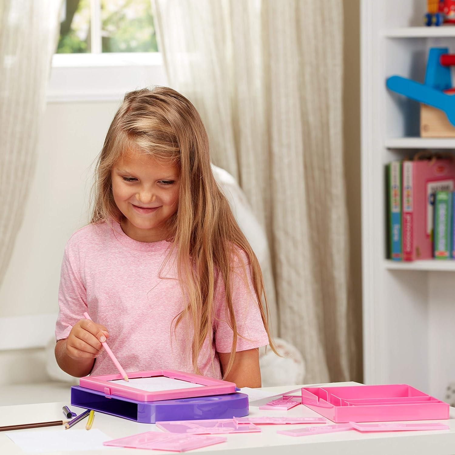 imageMelissa ampamp Doug Fashion Design Art Activity Kit  9 DoubleSided Rubbing Plates 4 Pencils Crayon  Fashion Plates Travel Toys for Kids Ages 5Fashion Design